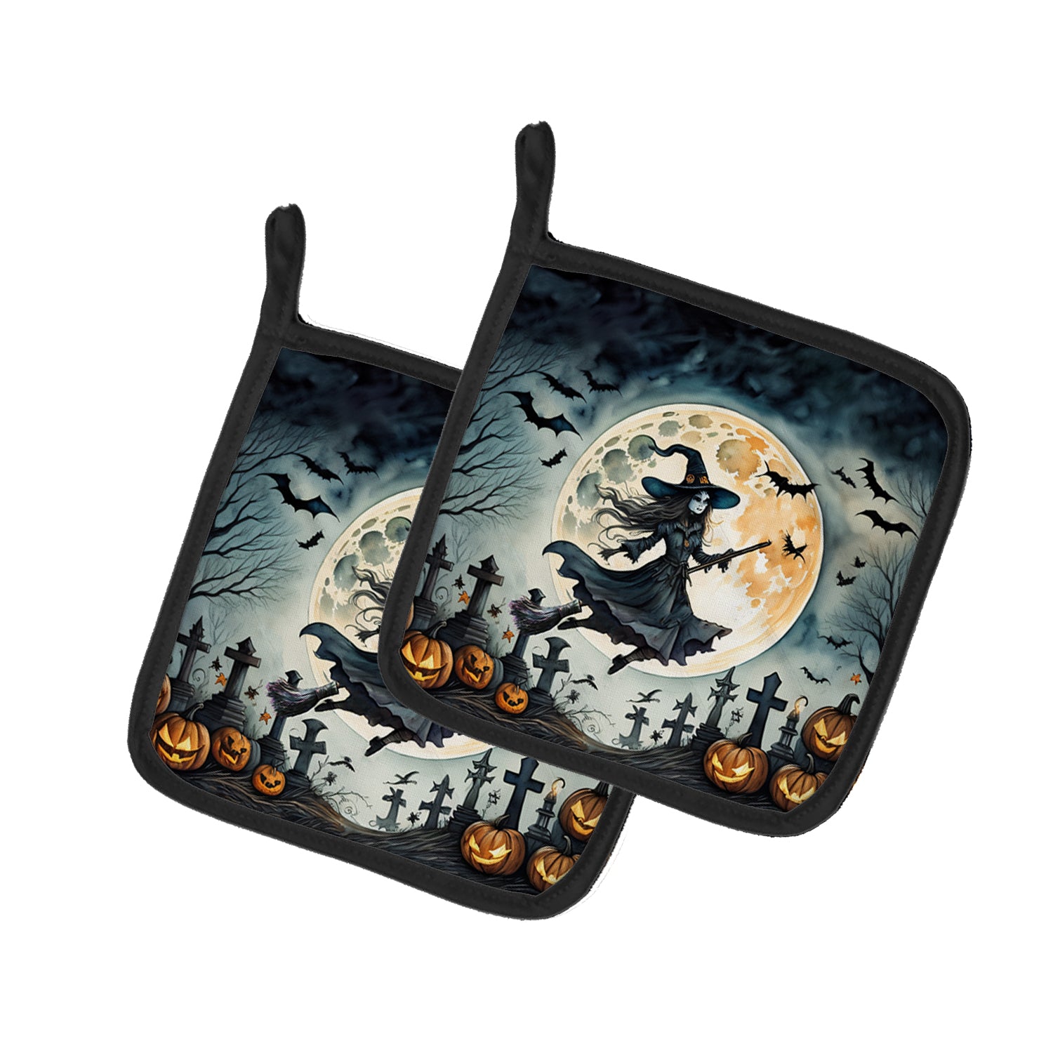 Buy this Flying Witch Spooky Halloween Pair of Pot Holders