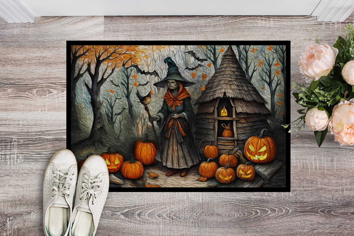 Slavic Witch Spooky Halloween Indoor or Outdoor Mat 24x36  the-store.com.