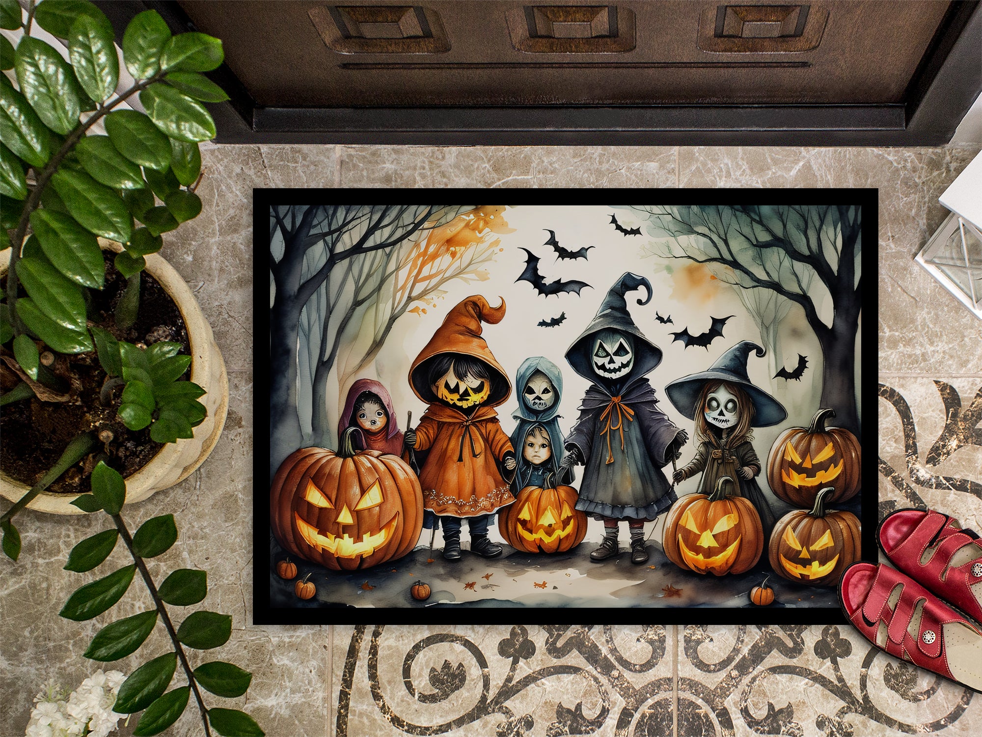 Trick or Treaters Spooky Halloween Indoor or Outdoor Mat 24x36  the-store.com.