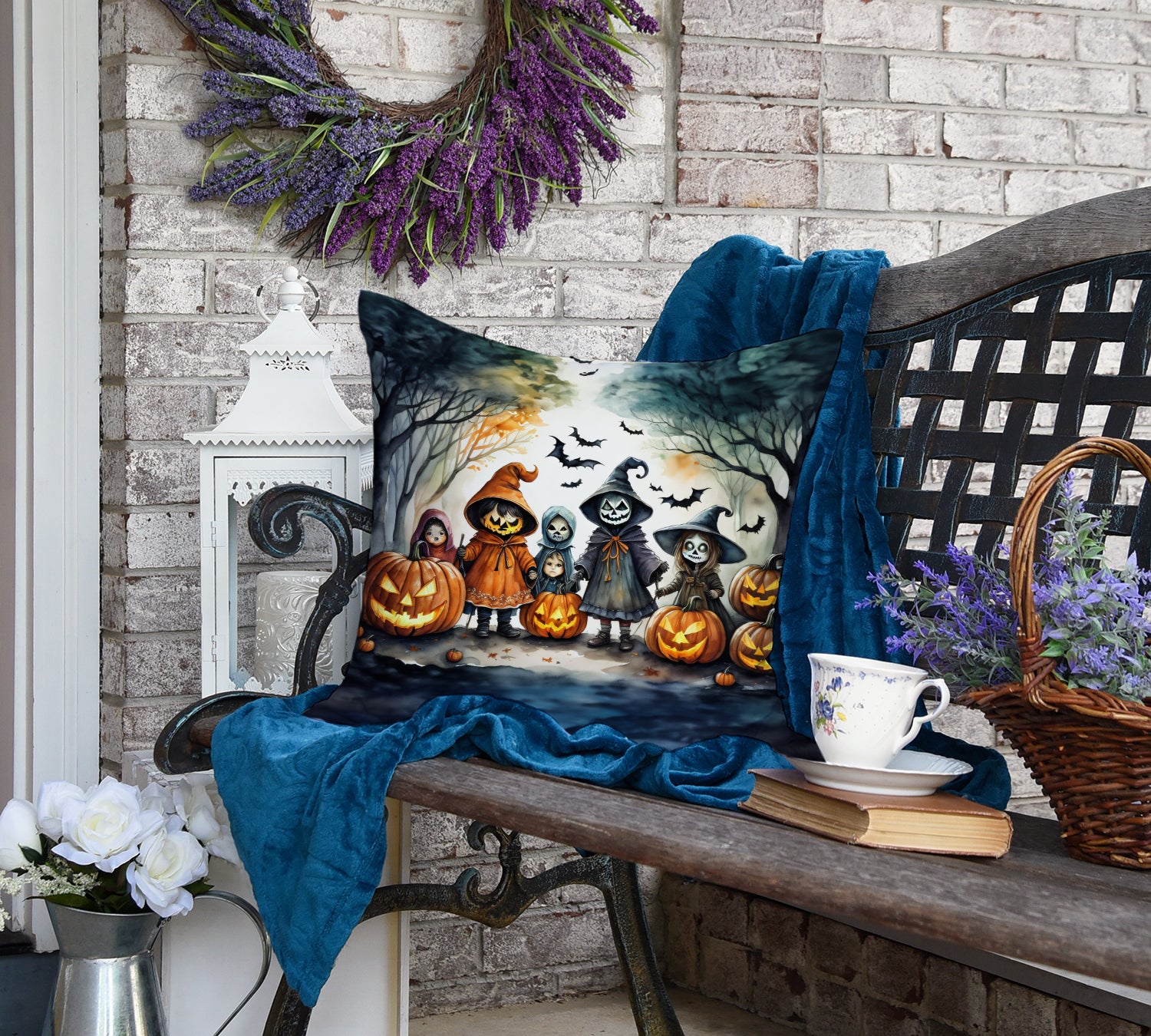 Trick or Treaters Spooky Halloween Fabric Decorative Pillow  the-store.com.