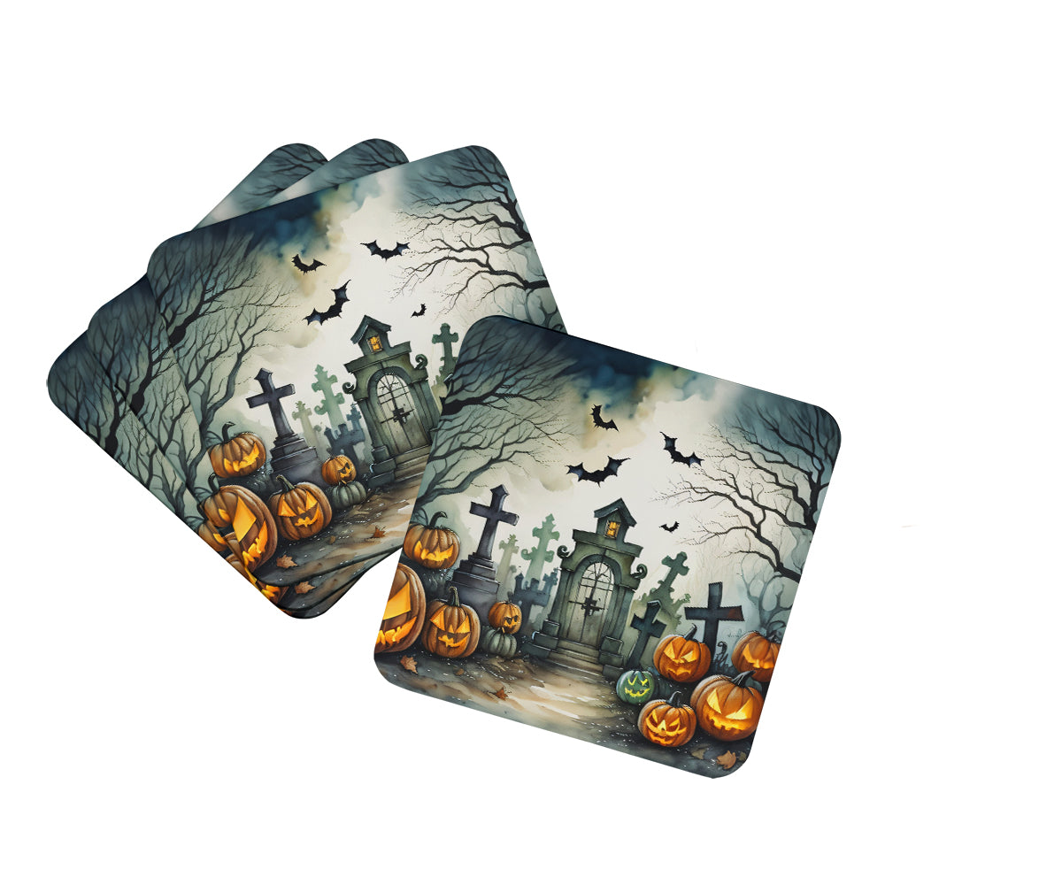 Buy this Graveyard Spooky Halloween Foam Coaster Set of 4