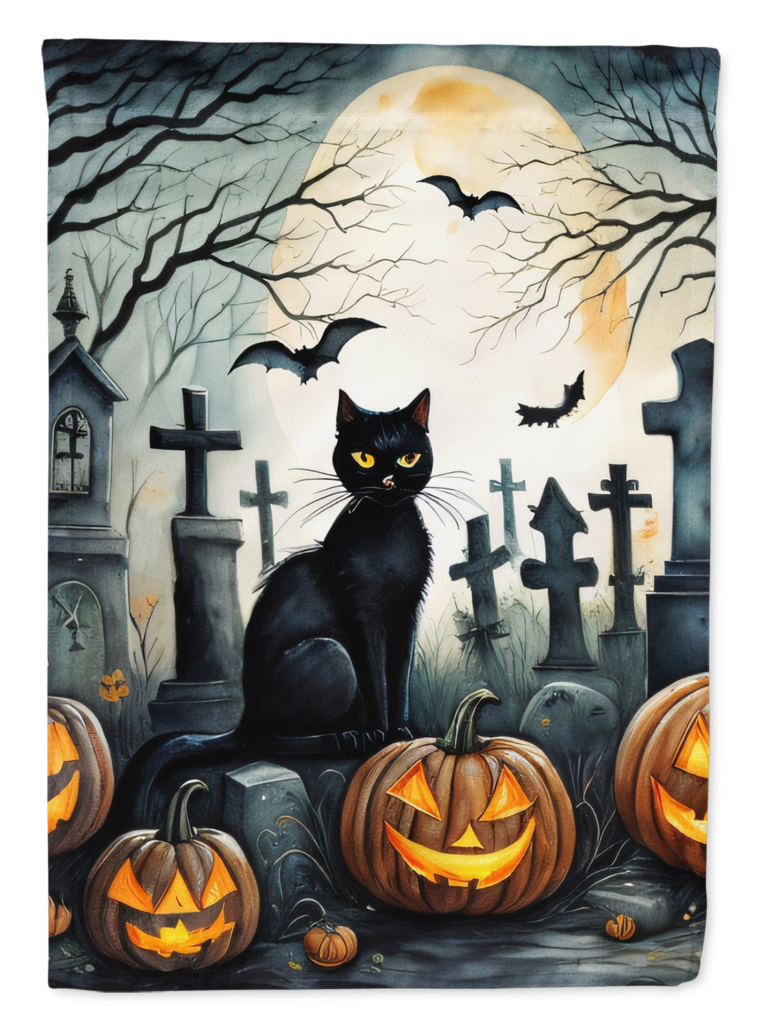 Buy this Black Cat Spooky Halloween House Flag