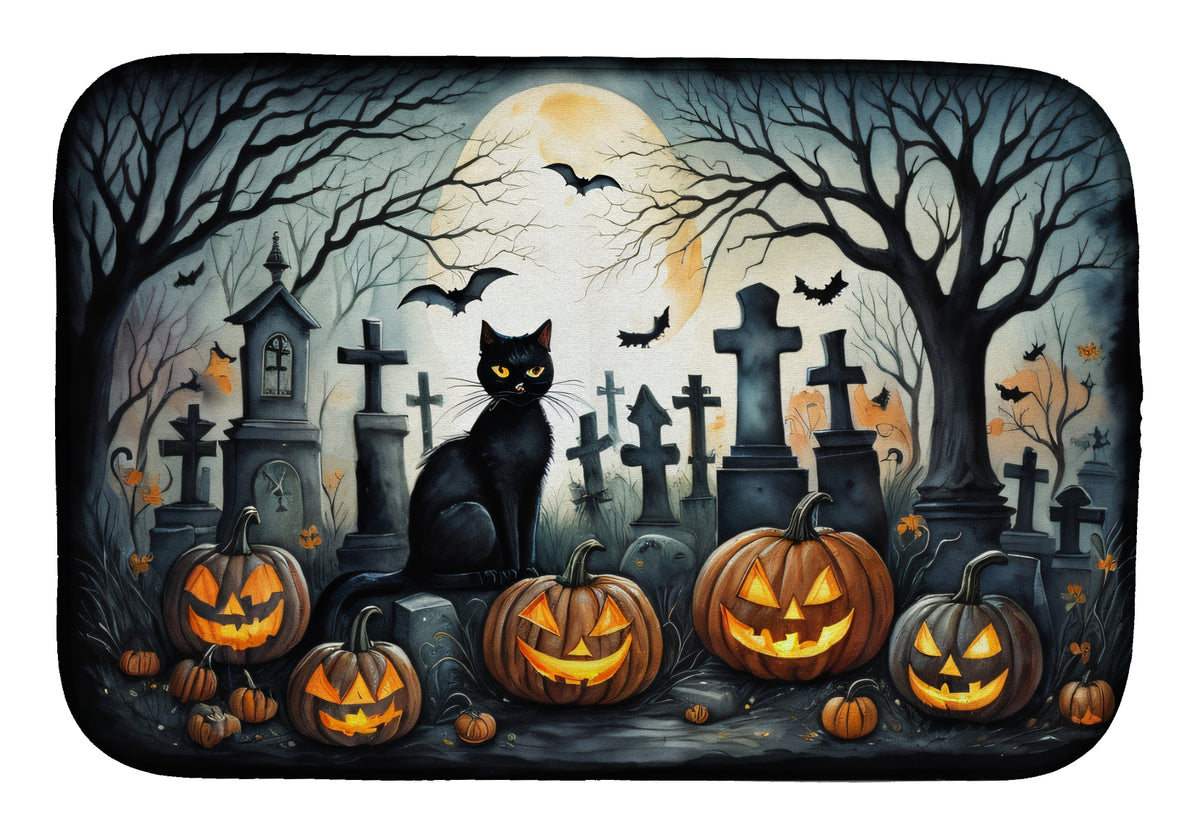 Buy this Black Cat Spooky Halloween Dish Drying Mat