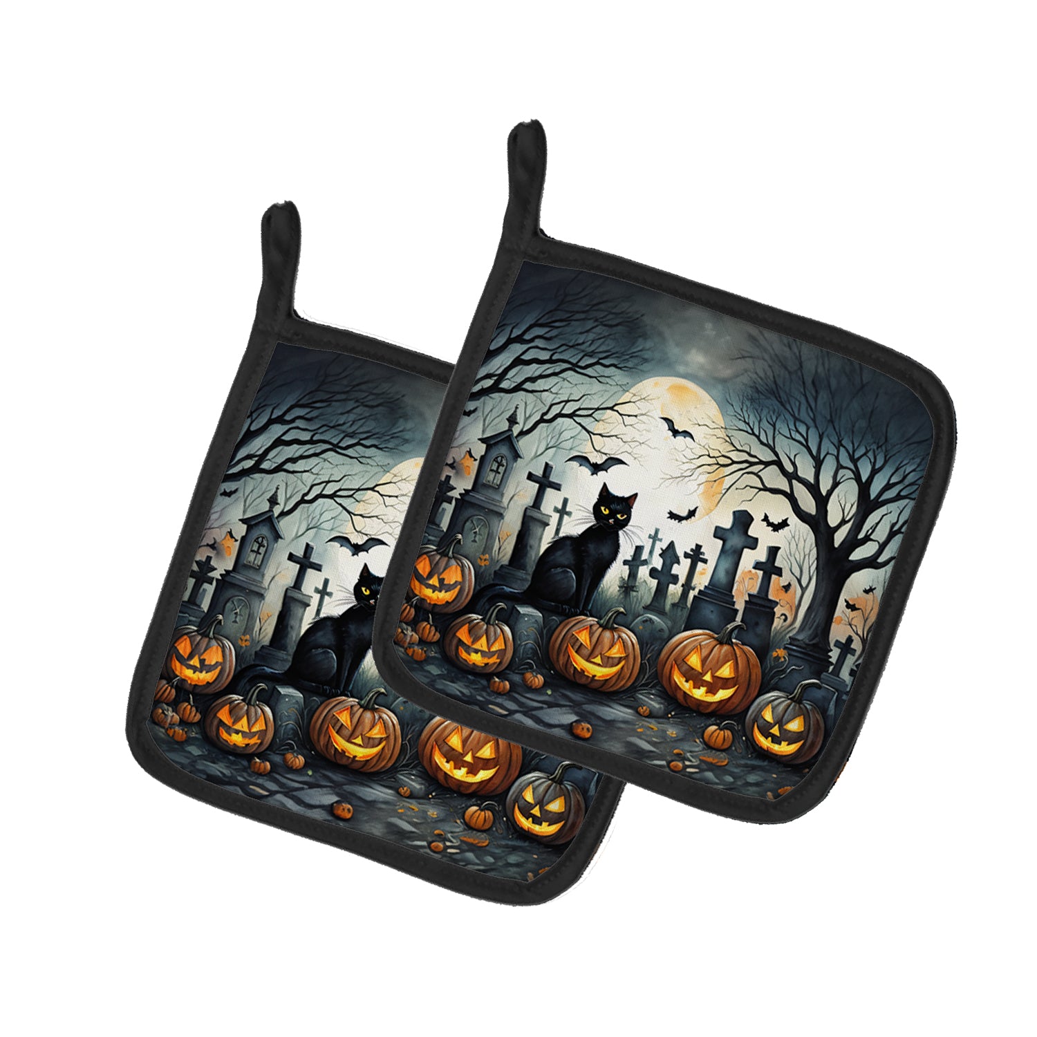 Buy this Black Cat Spooky Halloween Pair of Pot Holders