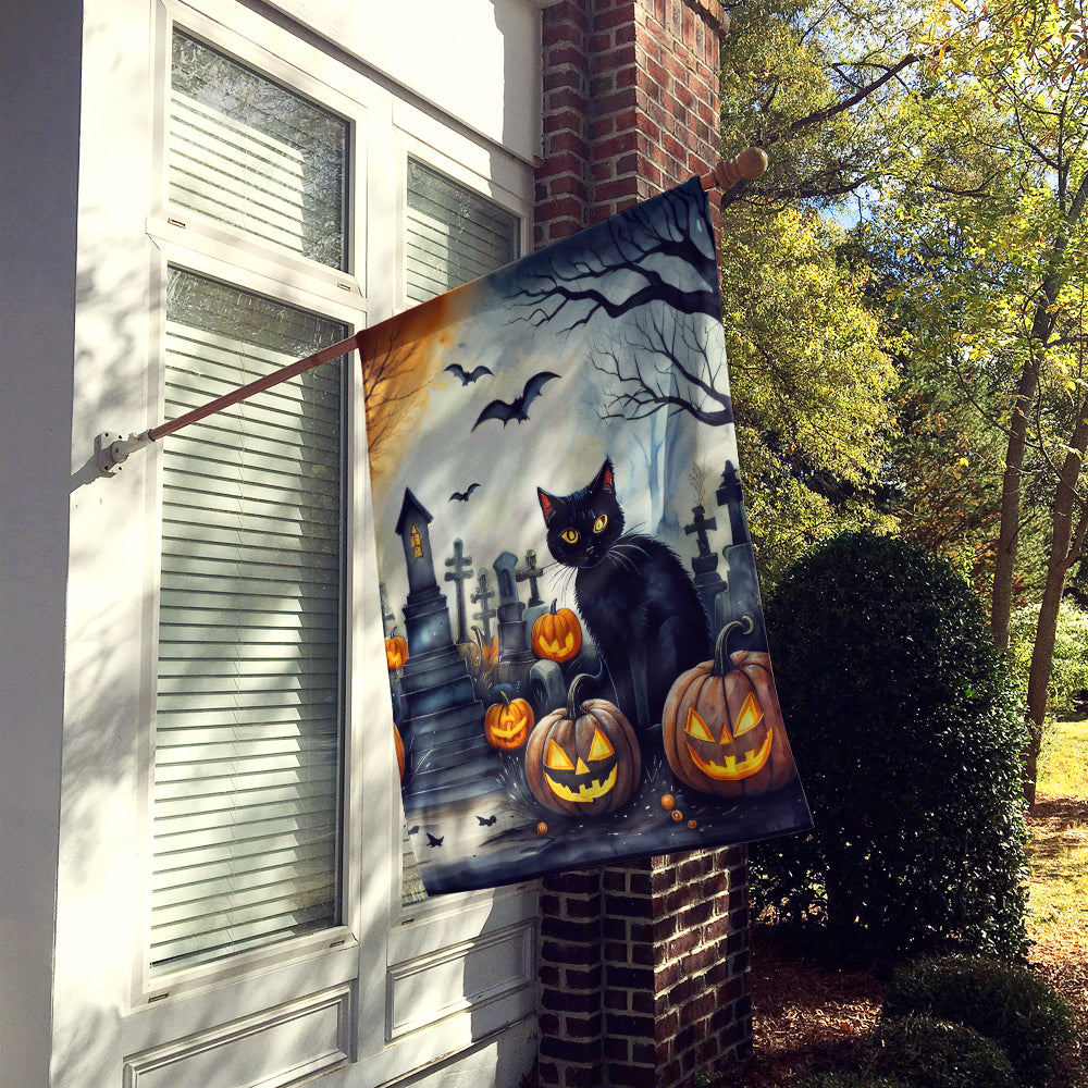 Black Cat Spooky Halloween House Flag