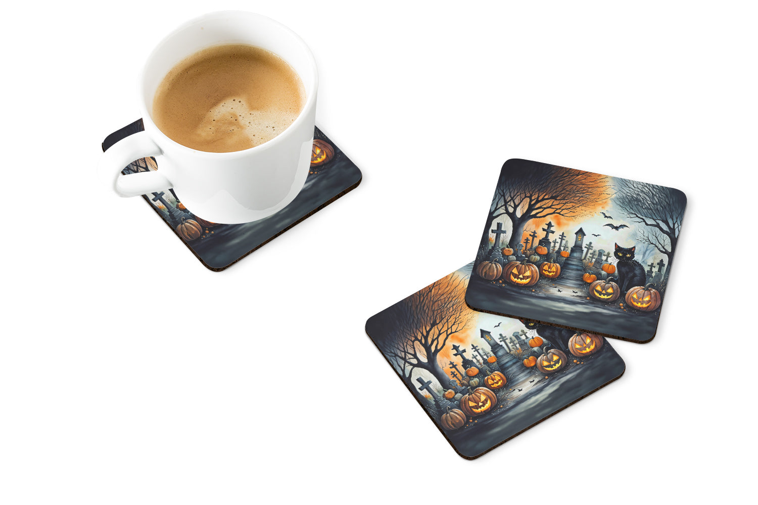 Buy this Black Cat Spooky Halloween Foam Coaster Set of 4