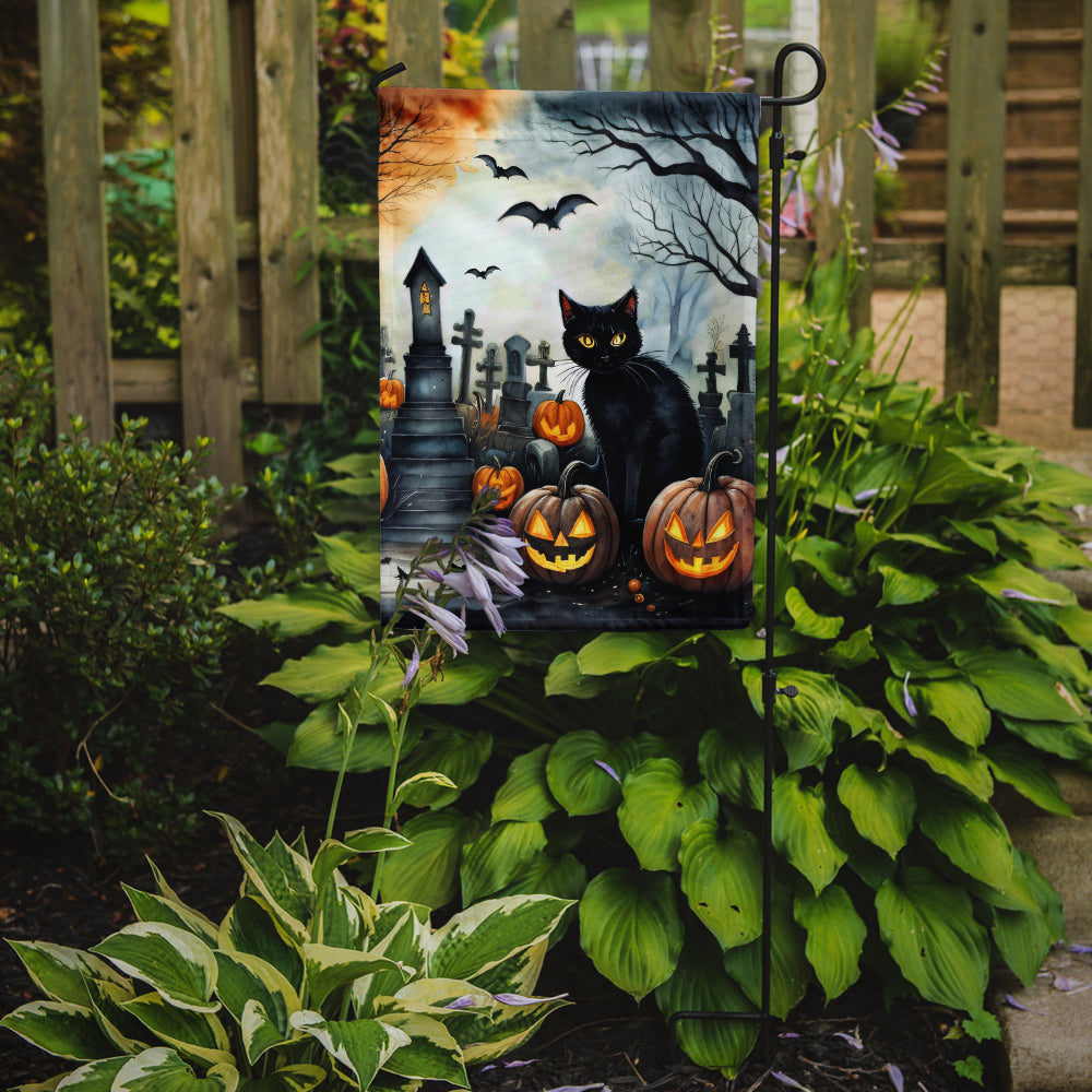 Black Cat Spooky Halloween Garden Flag