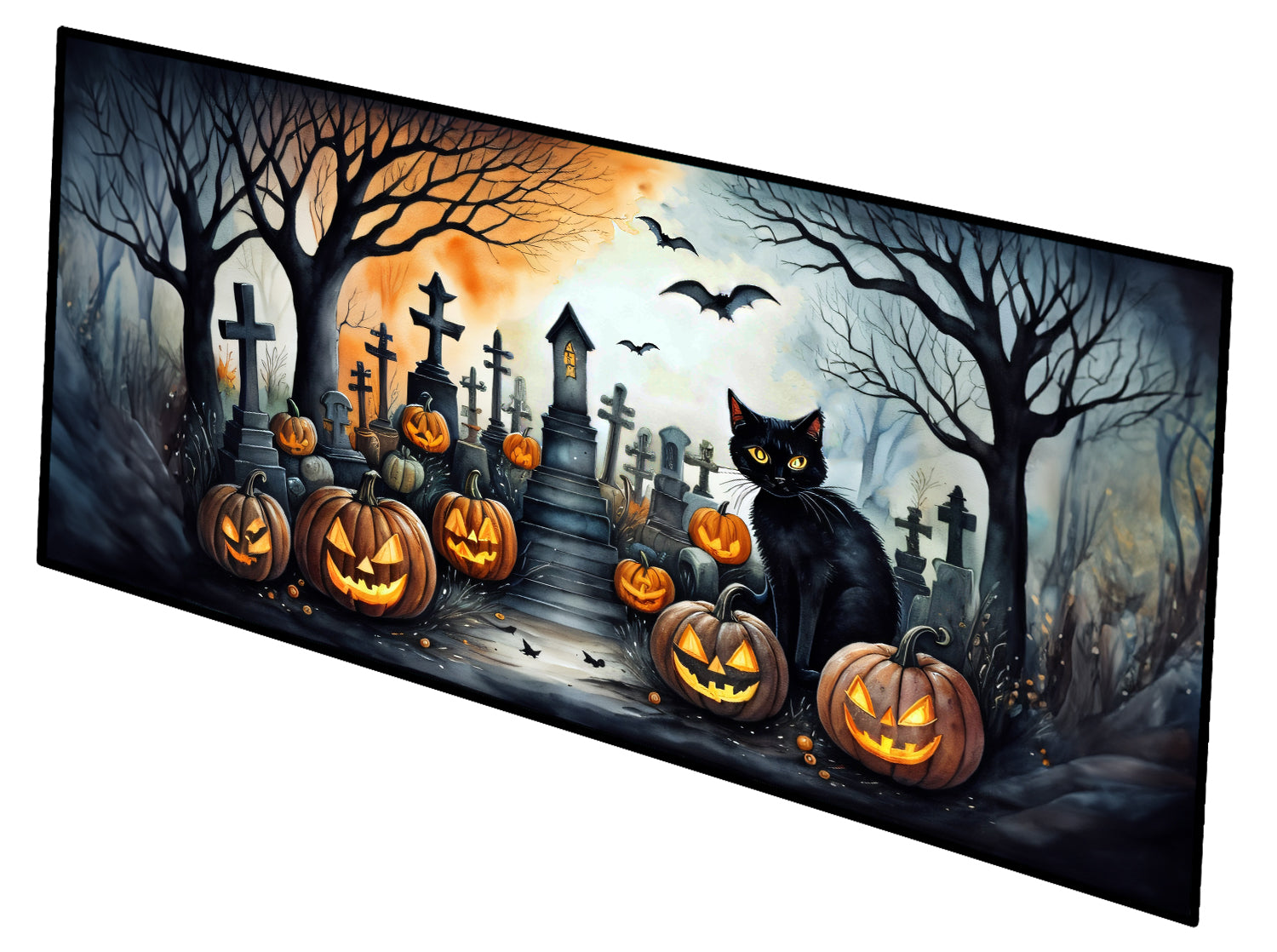 Buy this Black Cat Spooky Halloween Indoor / Outdoor Runner Mat 28x58