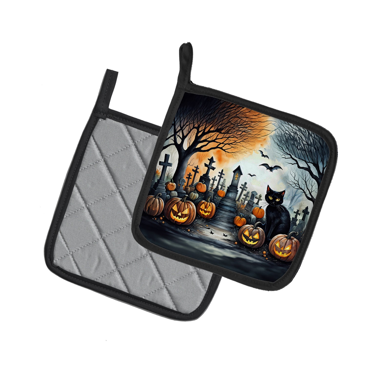 Buy this Black Cat Spooky Halloween Pair of Pot Holders