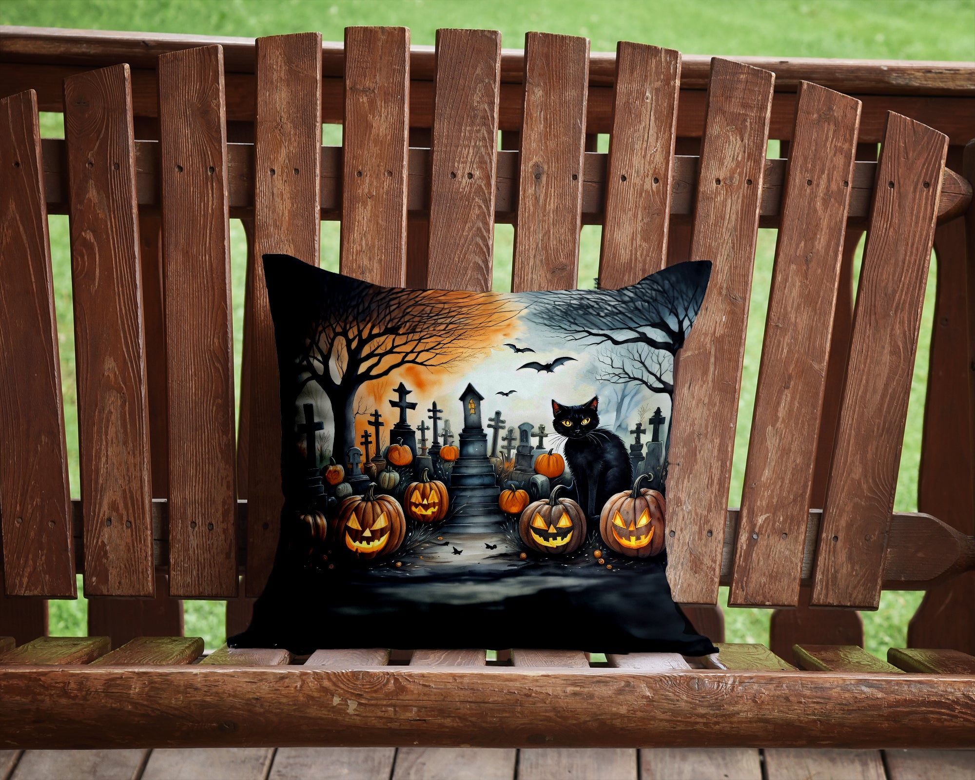 Buy this Black Cat Spooky Halloween Fabric Decorative Pillow