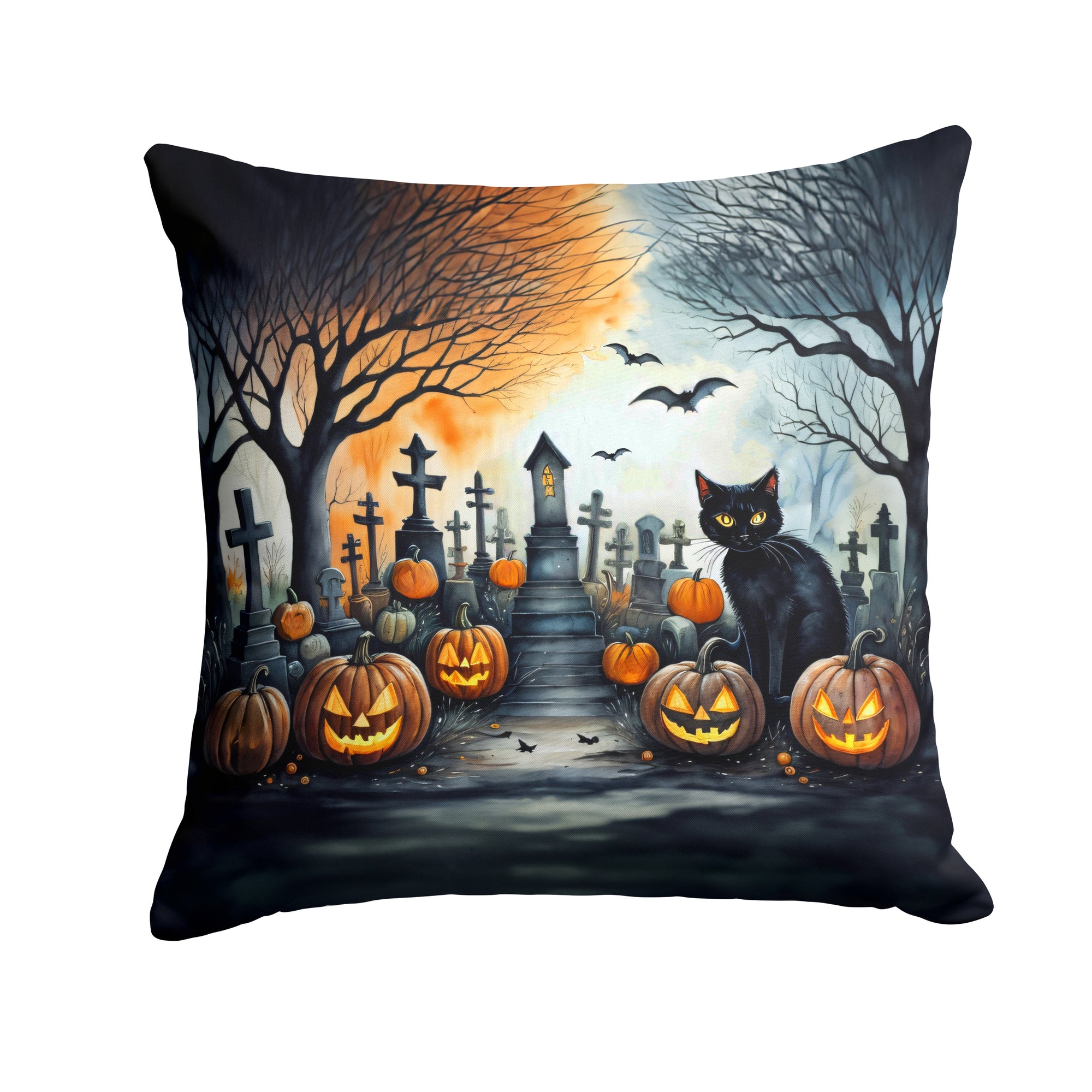 Buy this Black Cat Spooky Halloween Fabric Decorative Pillow