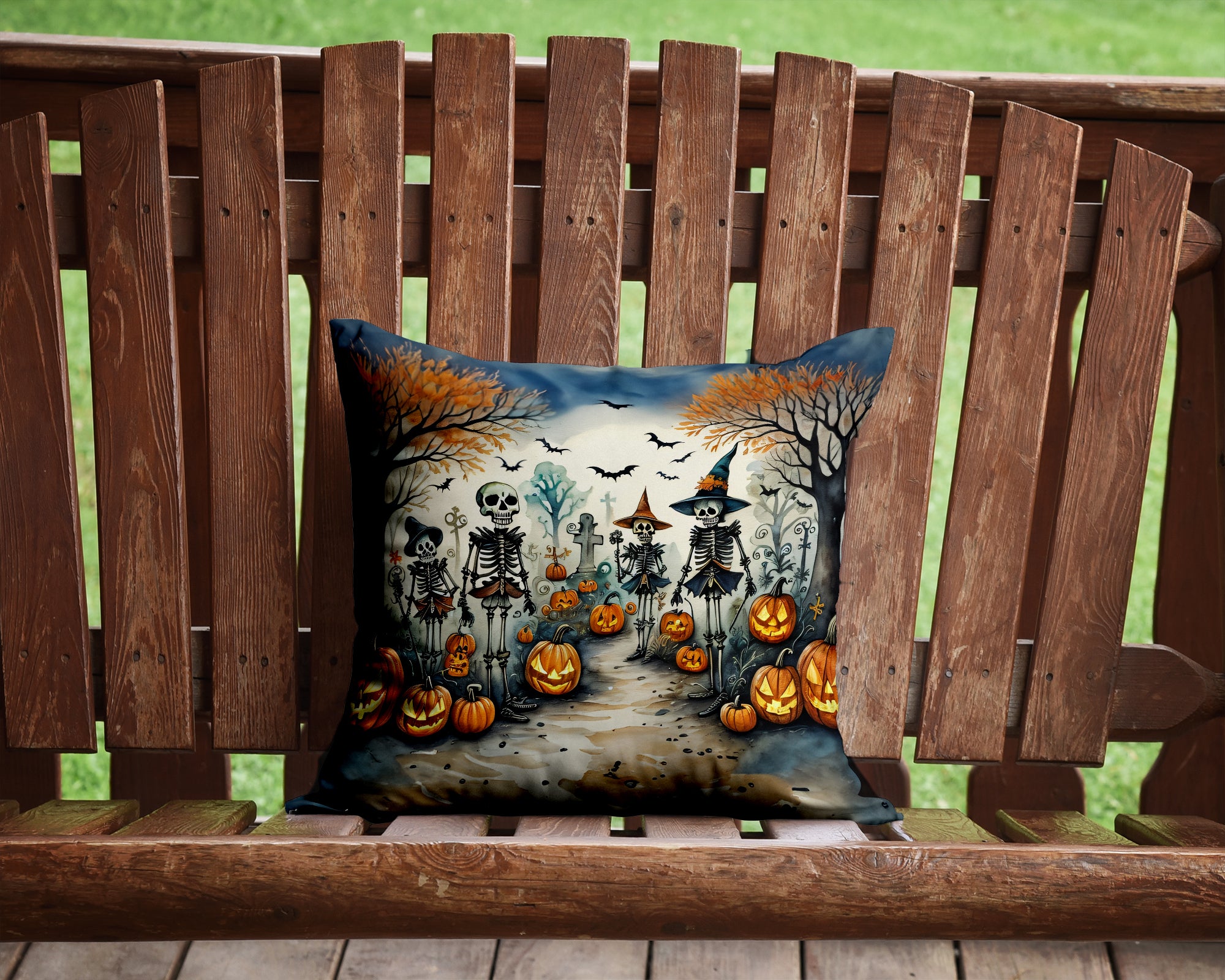 Buy this Calacas Skeletons Spooky Halloween Fabric Decorative Pillow