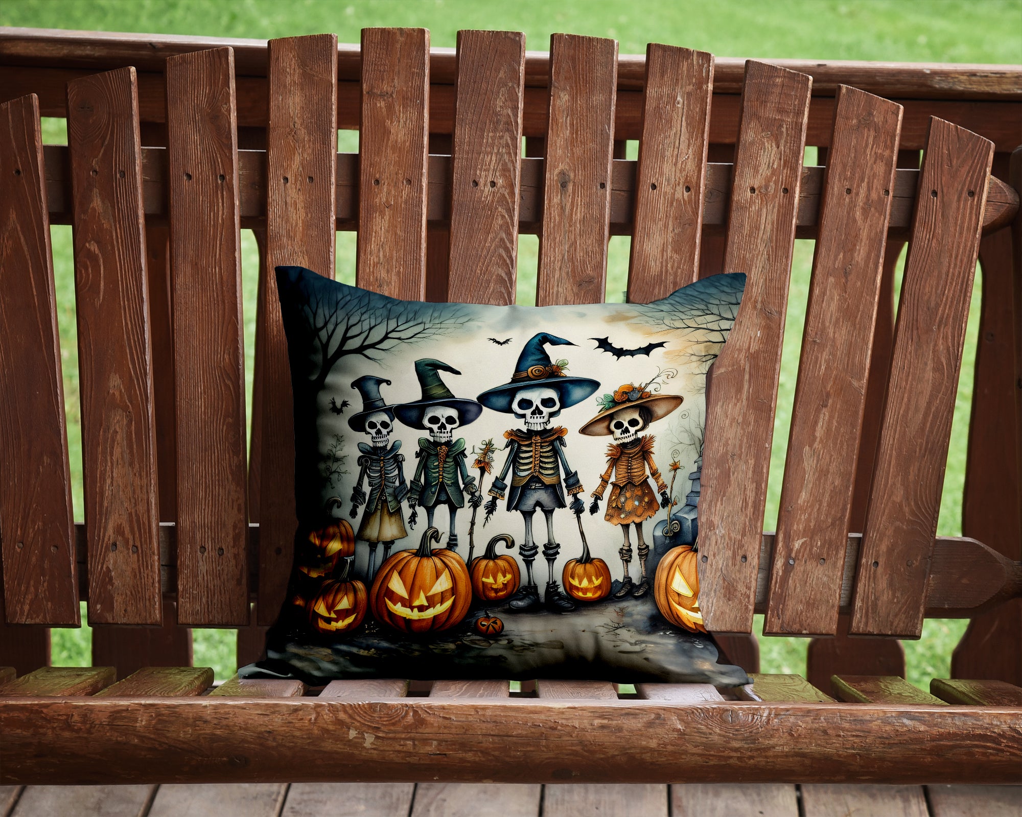 Calacas Skeletons Spooky Halloween Fabric Decorative Pillow  the-store.com.