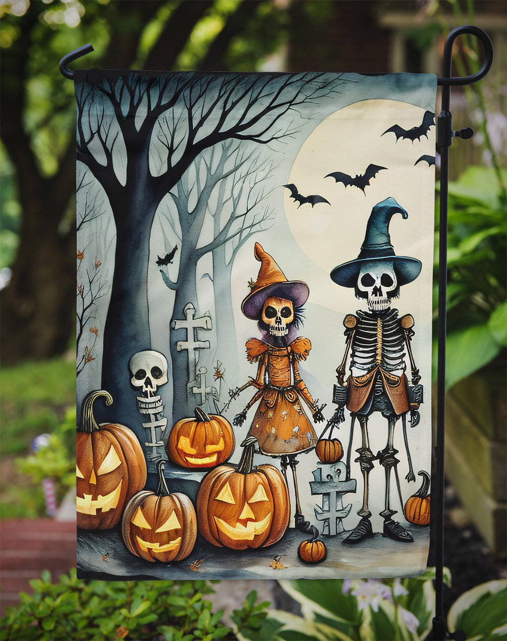 Calacas Skeletons Spooky Halloween Garden Flag