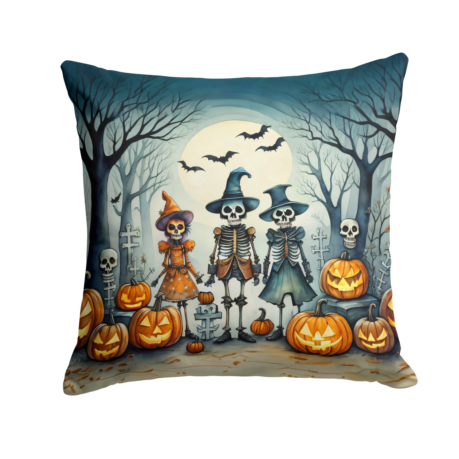 Buy this Calacas Skeletons Spooky Halloween Fabric Decorative Pillow