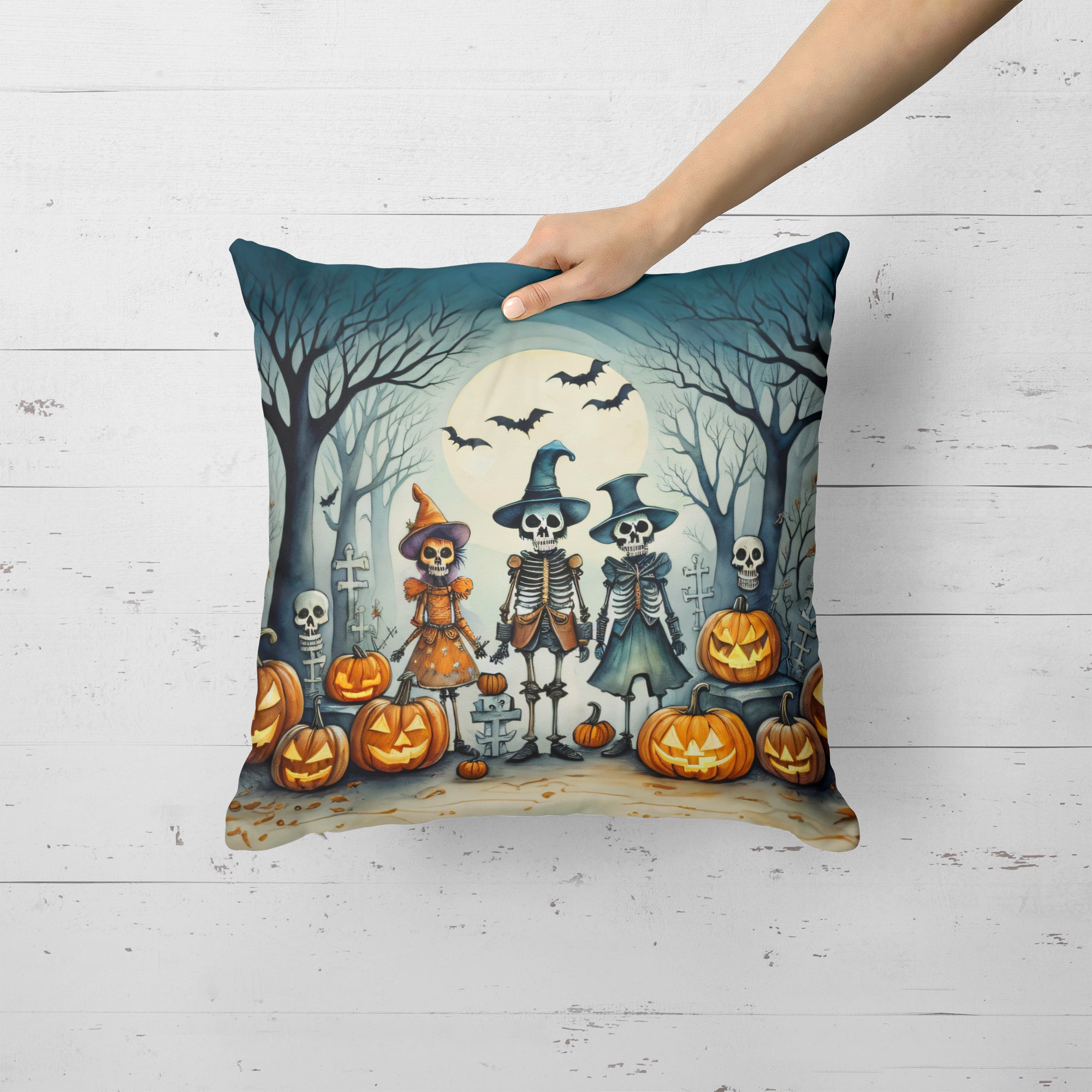 Buy this Calacas Skeletons Spooky Halloween Fabric Decorative Pillow