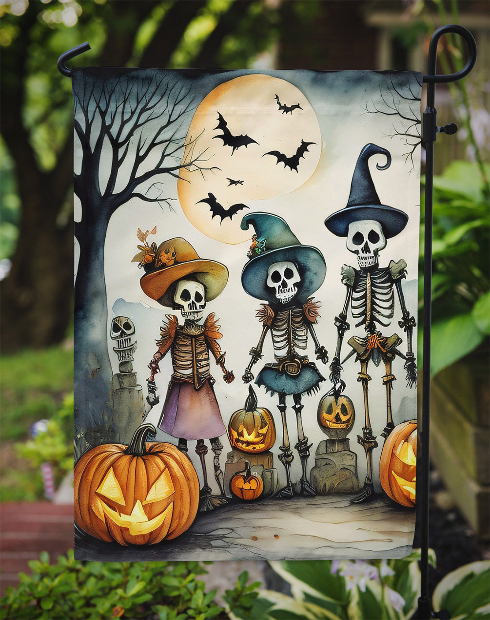 Calacas Skeletons Spooky Halloween Garden Flag