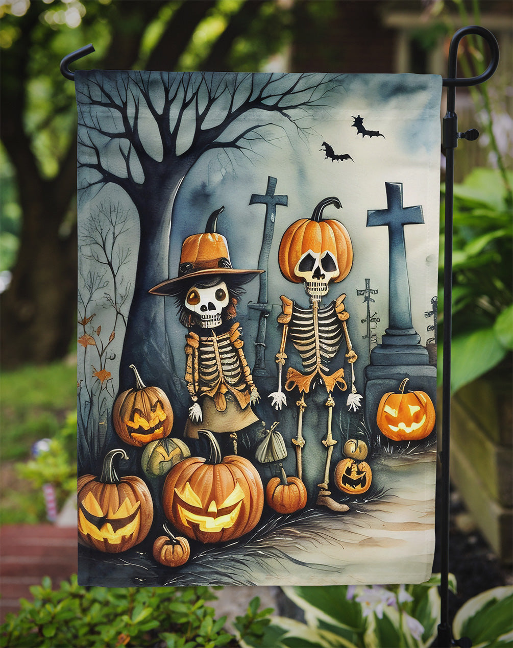 Calacas Skeletons Spooky Halloween Garden Flag  the-store.com.