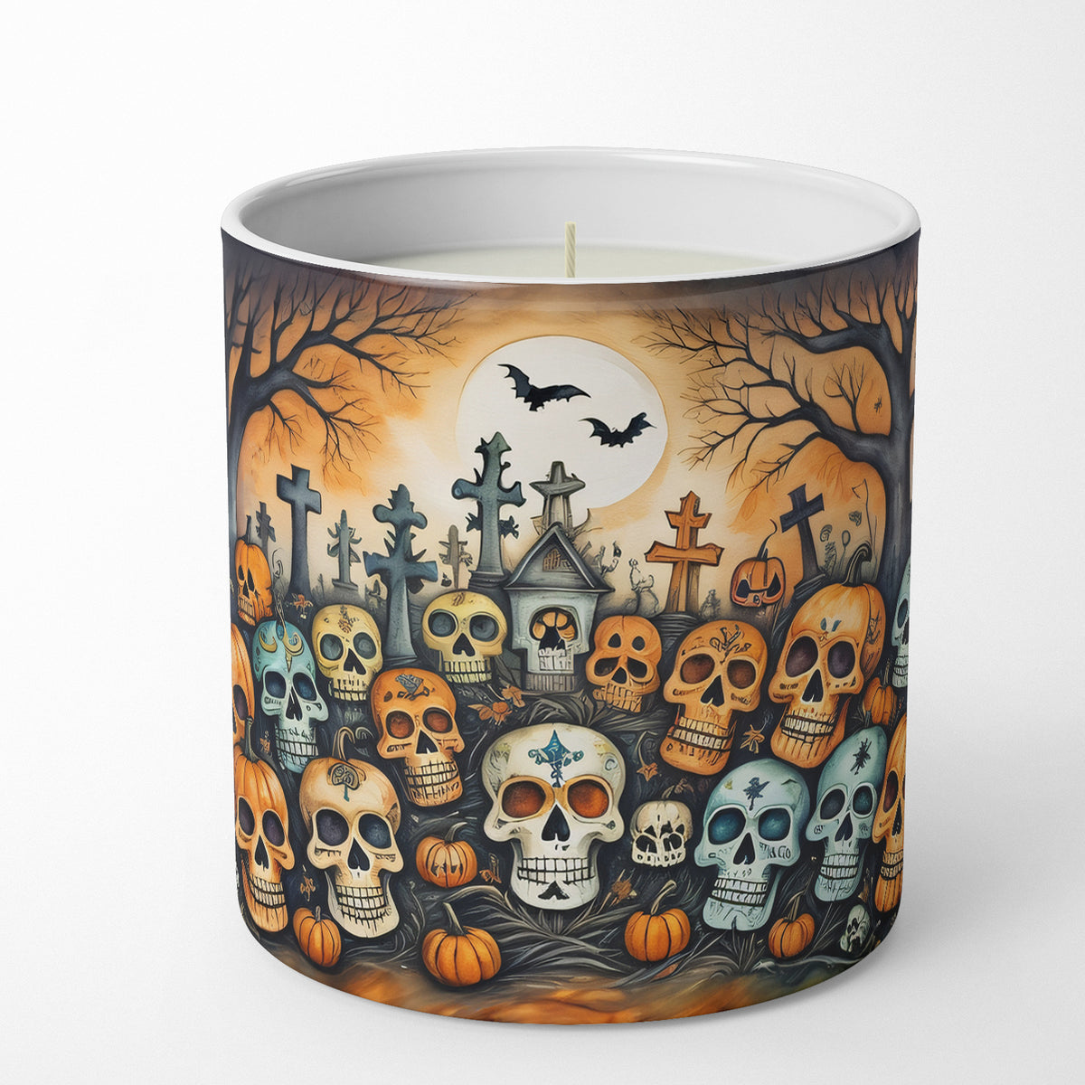 Buy this Calaveras Sugar Skulls Spooky Halloween Decorative Soy Candle