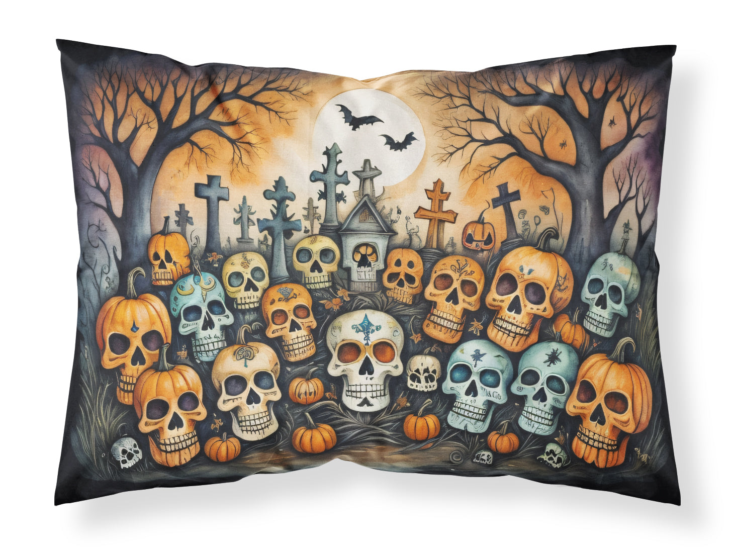 Buy this Calaveras Sugar Skulls Spooky Halloween Fabric Standard Pillowcase