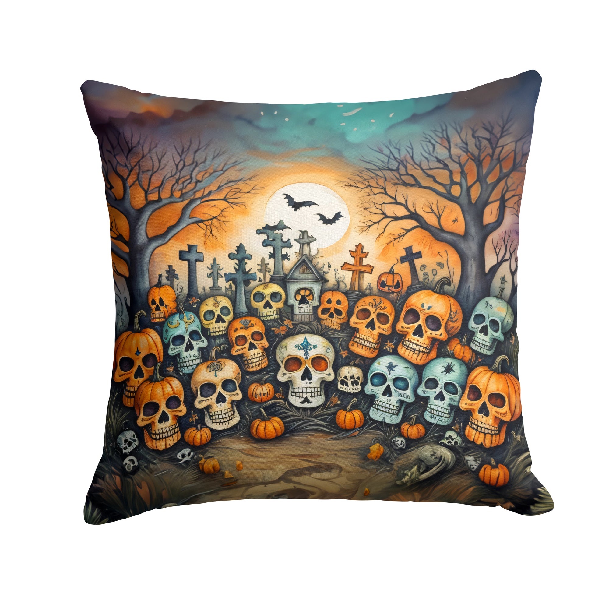 Buy this Calaveras Sugar Skulls Spooky Halloween Fabric Decorative Pillow