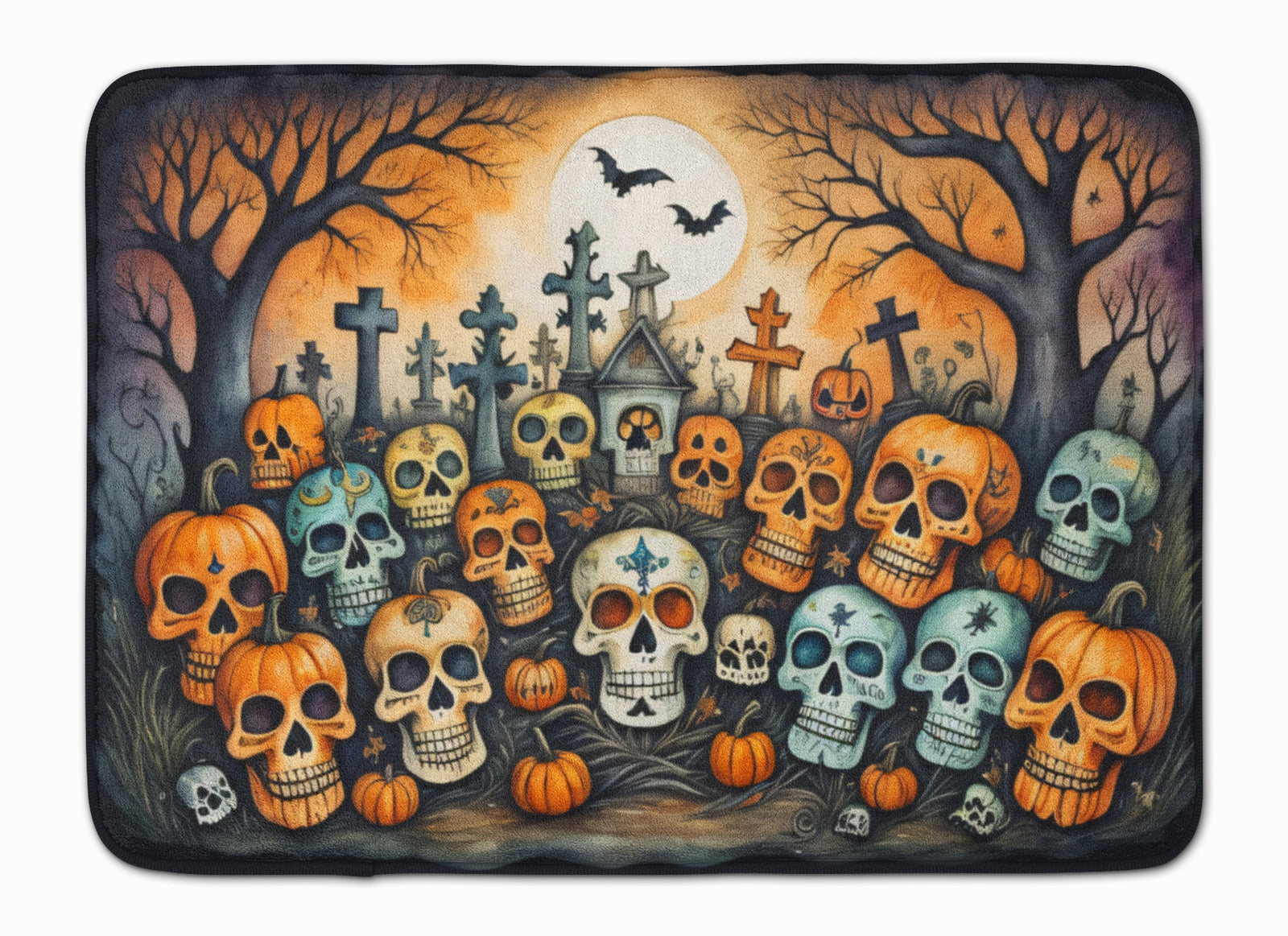 Buy this Calaveras Sugar Skulls Spooky Halloween Memory Foam Kitchen Mat