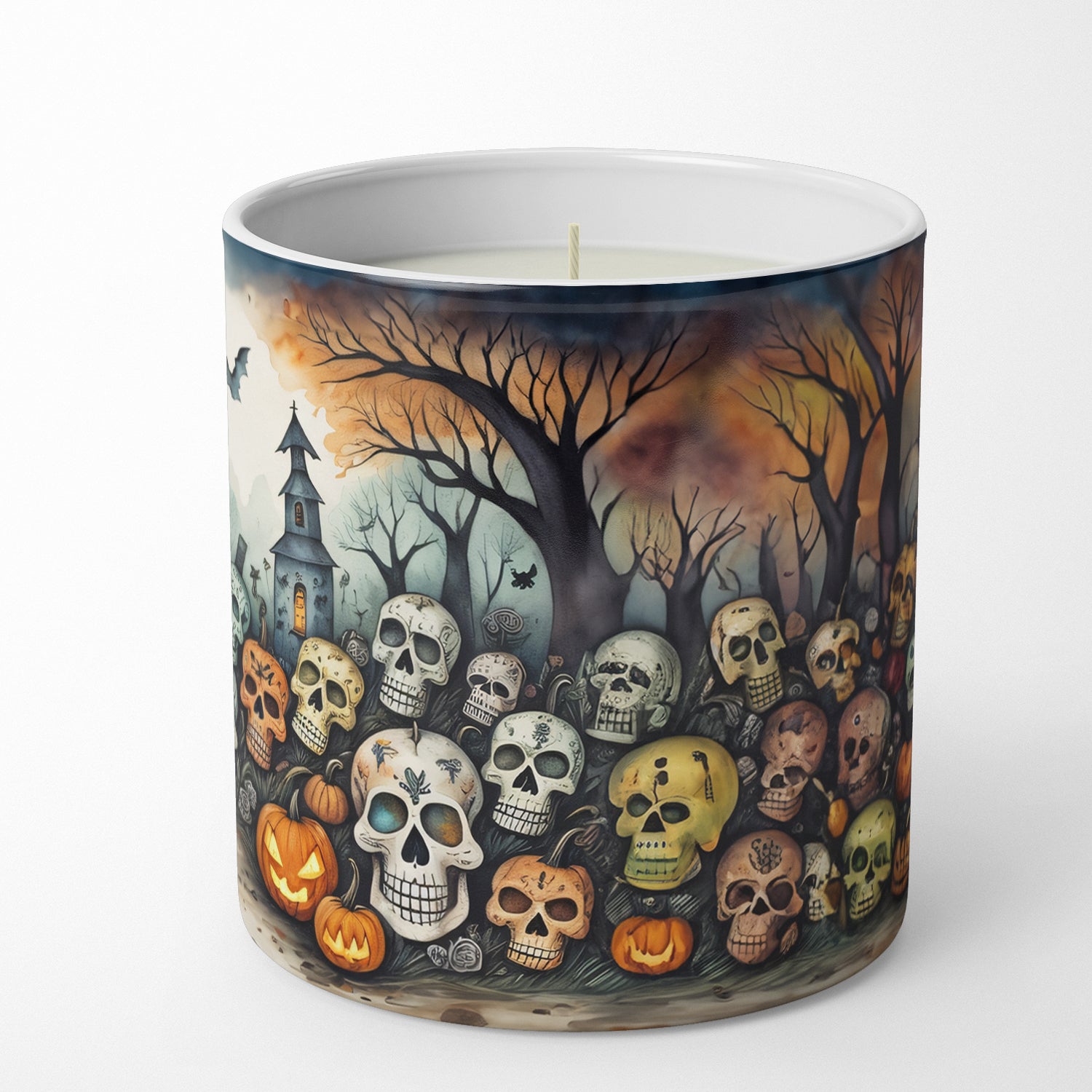 Calaveras Sugar Skulls Spooky Halloween Decorative Soy Candle  the-store.com.