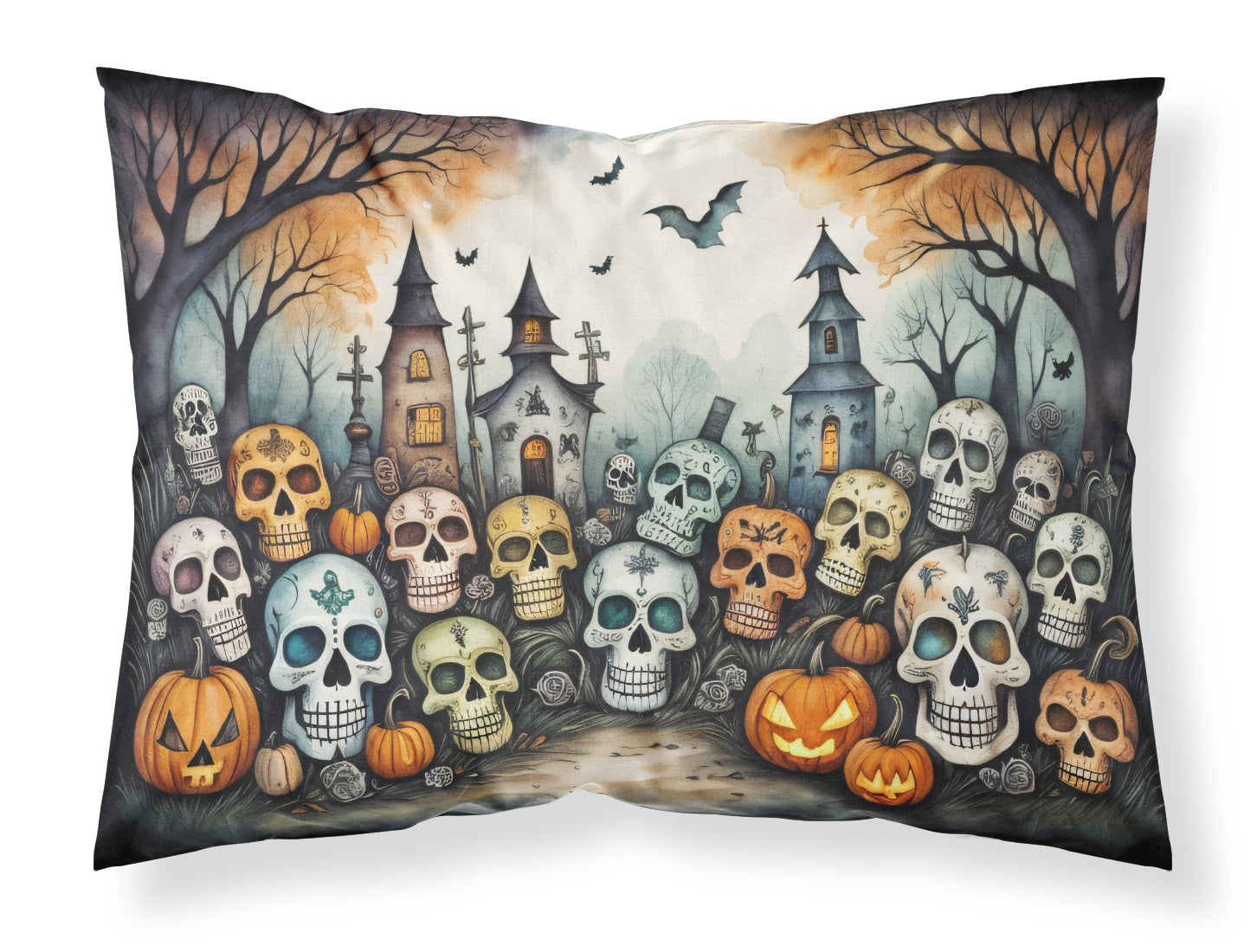 Buy this Calaveras Sugar Skulls Spooky Halloween Fabric Standard Pillowcase