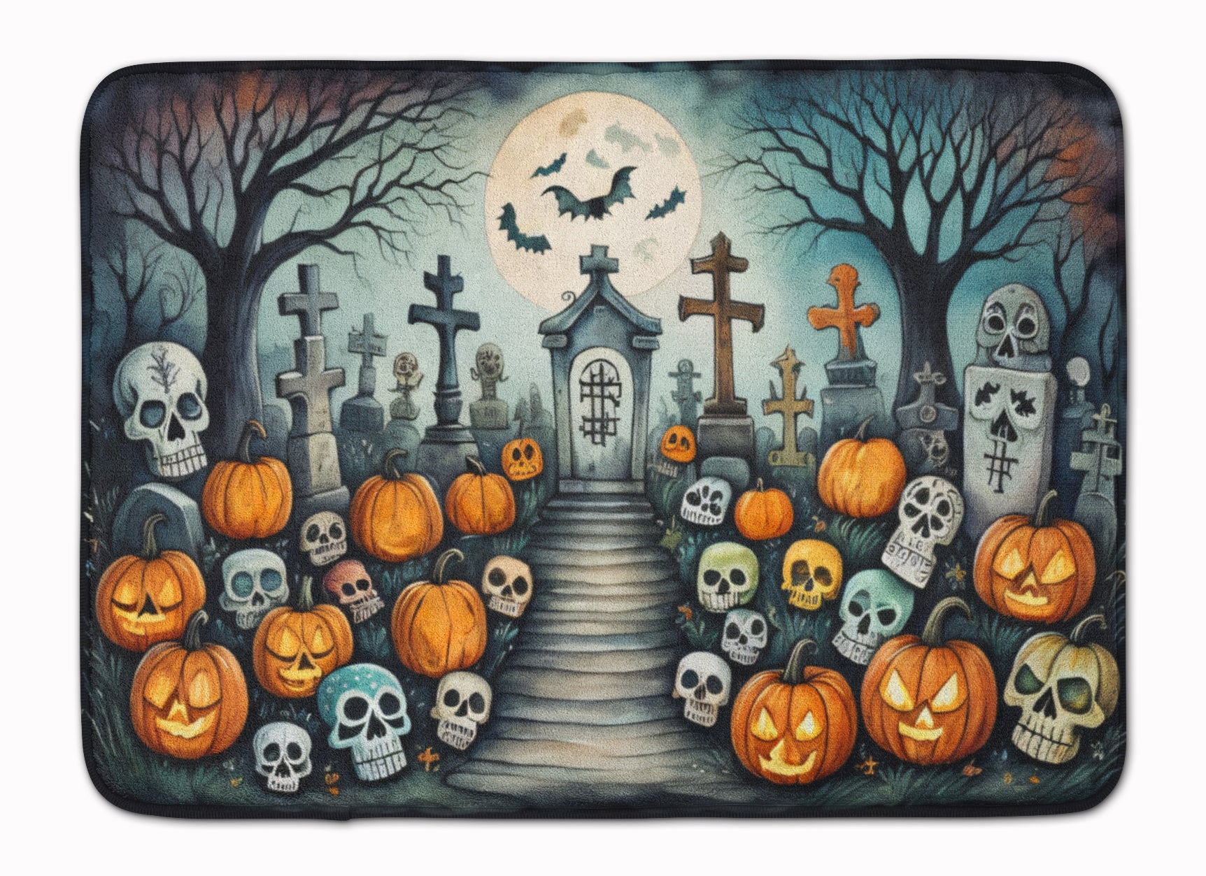 Buy this Calaveras Sugar Skulls Spooky Halloween Memory Foam Kitchen Mat