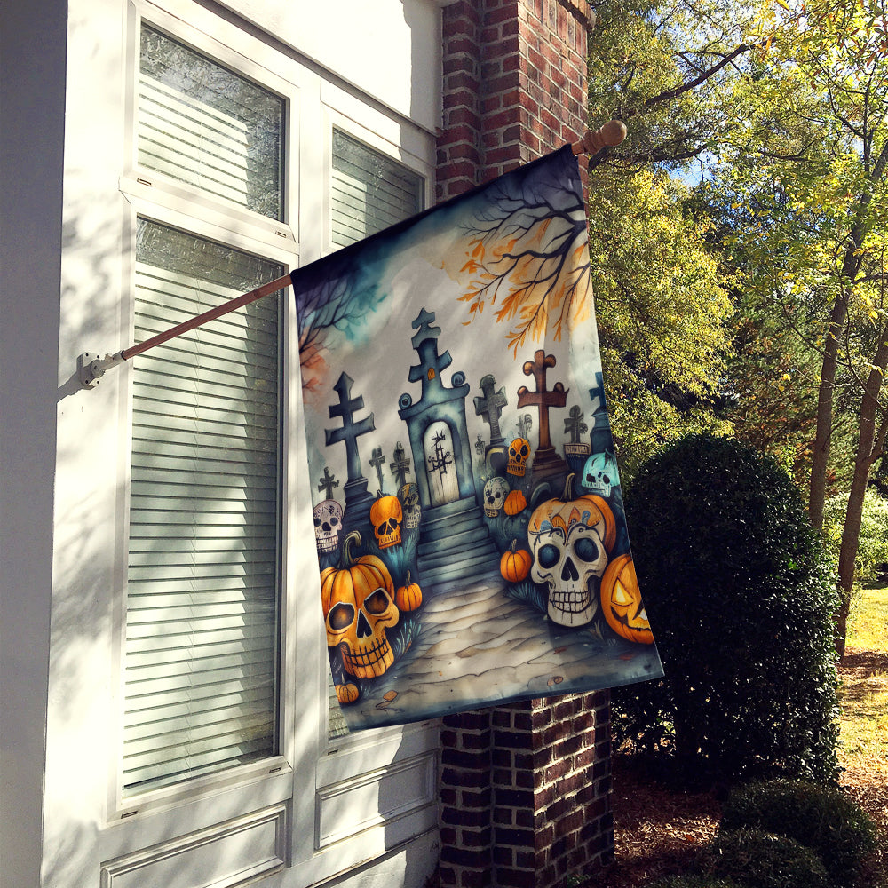 Calaveras Sugar Skulls Spooky Halloween House Flag  the-store.com.