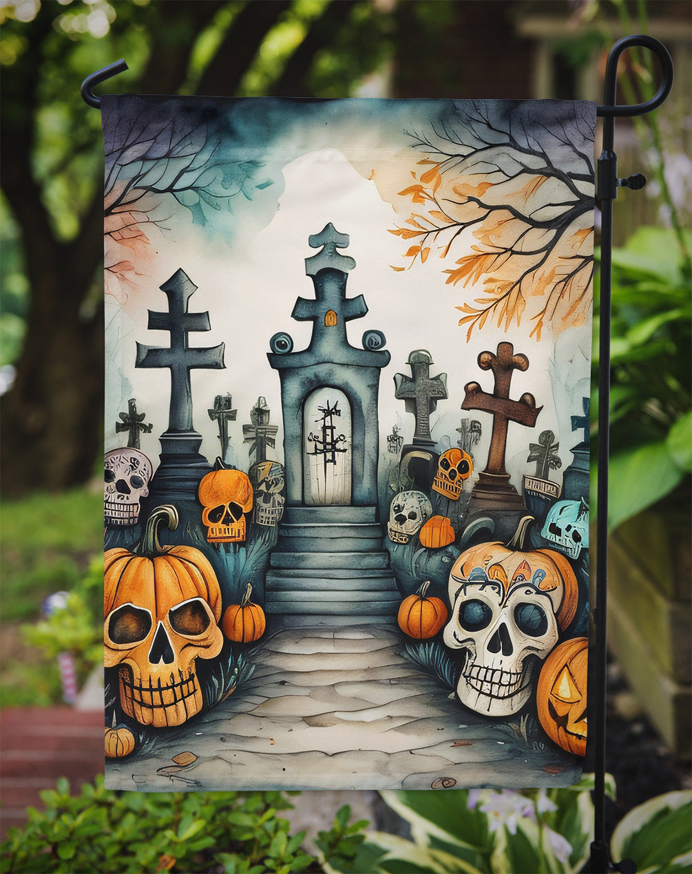 Calaveras Sugar Skulls Spooky Halloween Garden Flag  the-store.com.