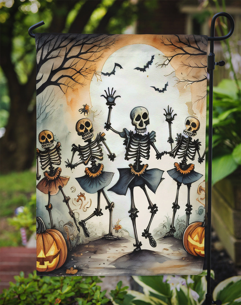 Dancing Skeletons Spooky Halloween Garden Flag