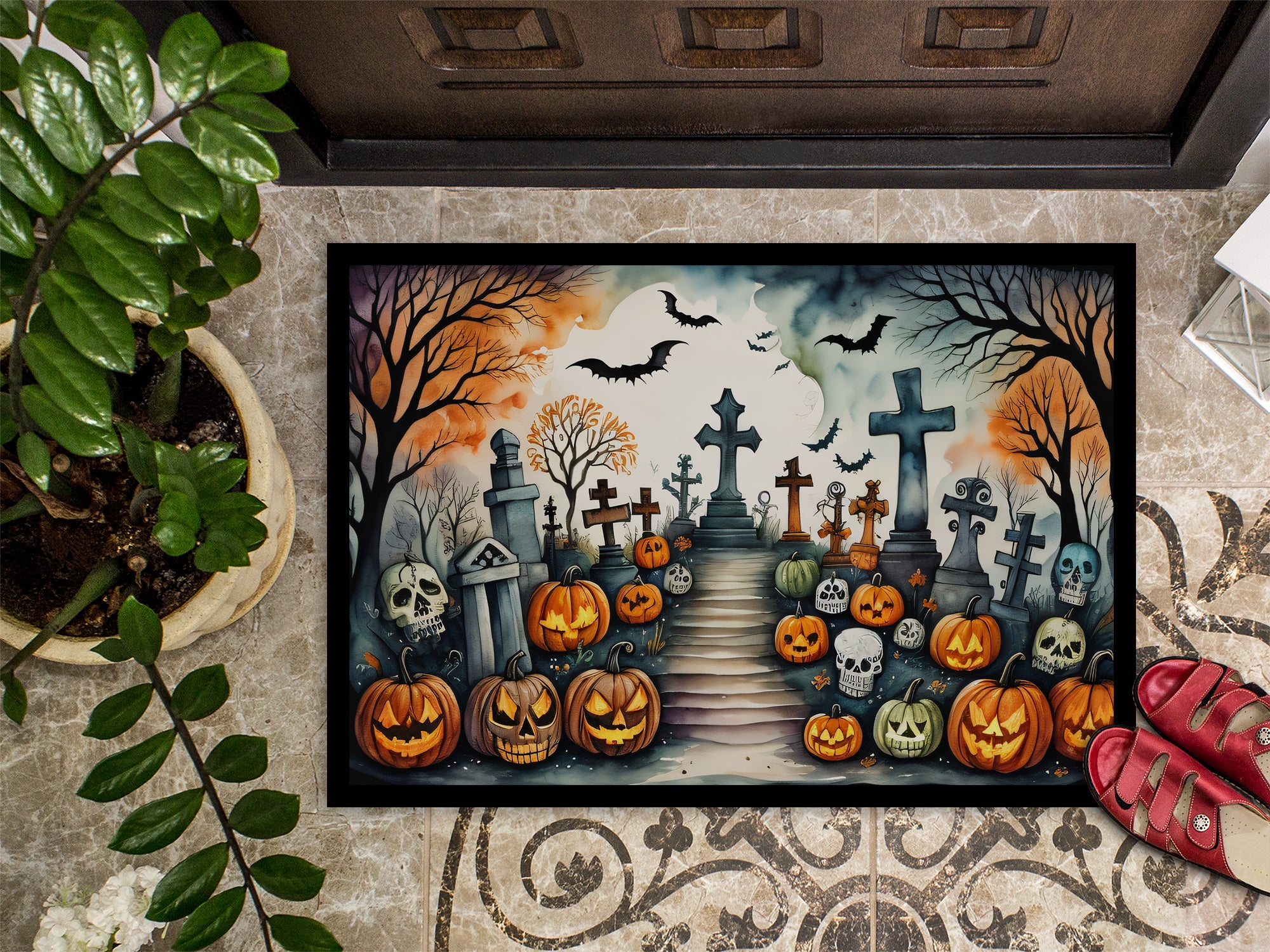 Day of the Dead Spooky Halloween Indoor or Outdoor Mat 24x36  the-store.com.