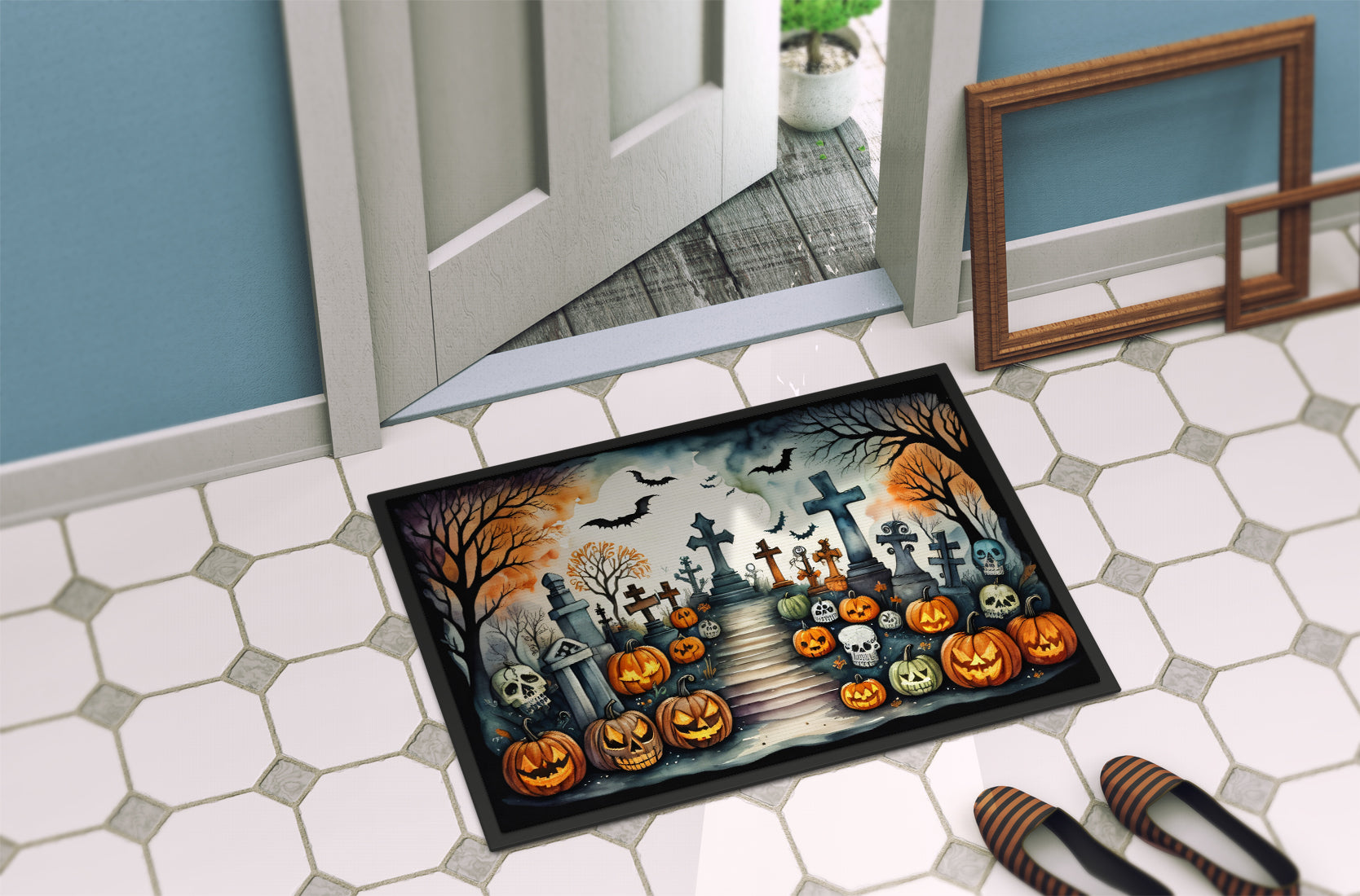 Day of the Dead Spooky Halloween Indoor or Outdoor Mat 24x36  the-store.com.