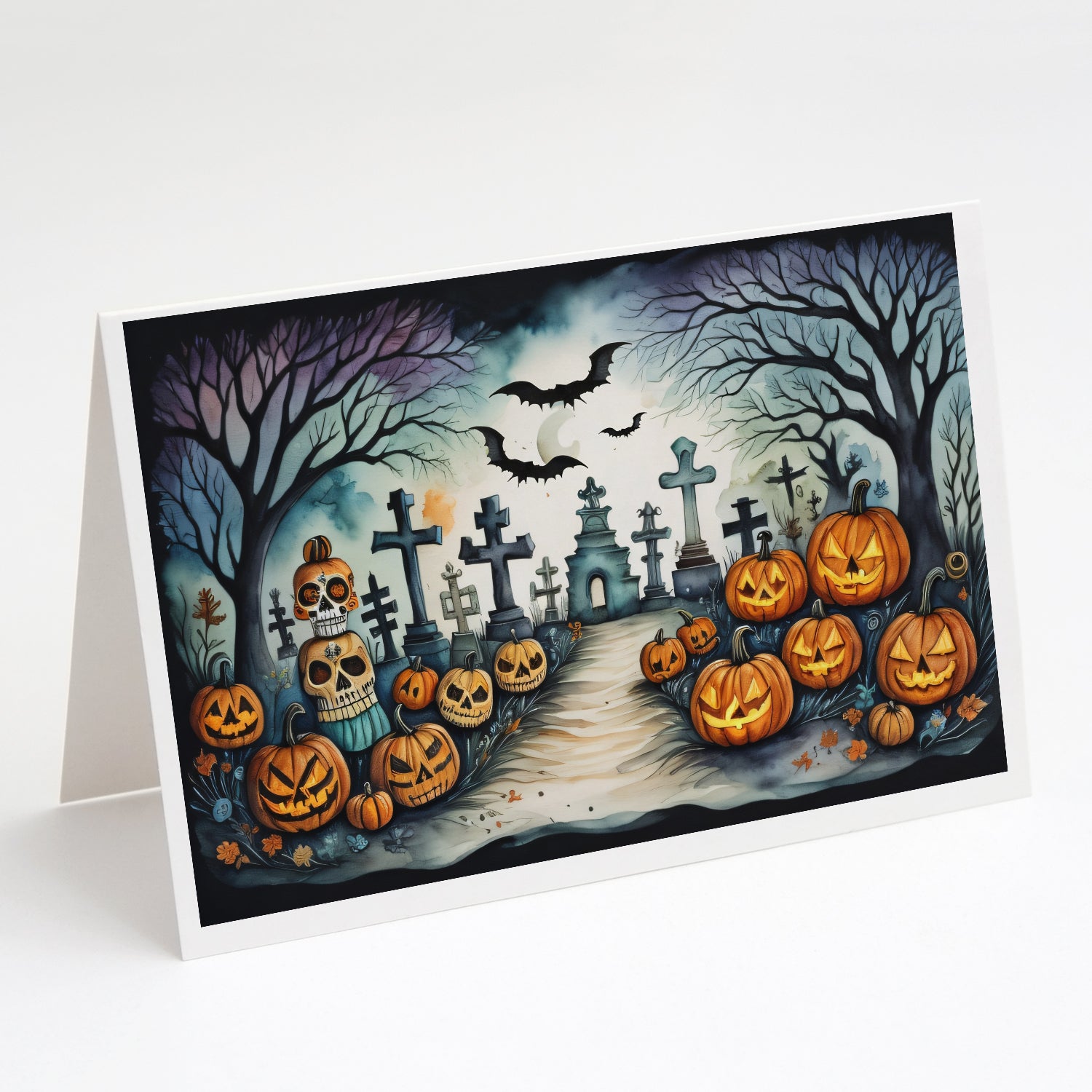 Buy this Day of the Dead Spooky Halloween Greeting Cards and Envelopes Pack of 8