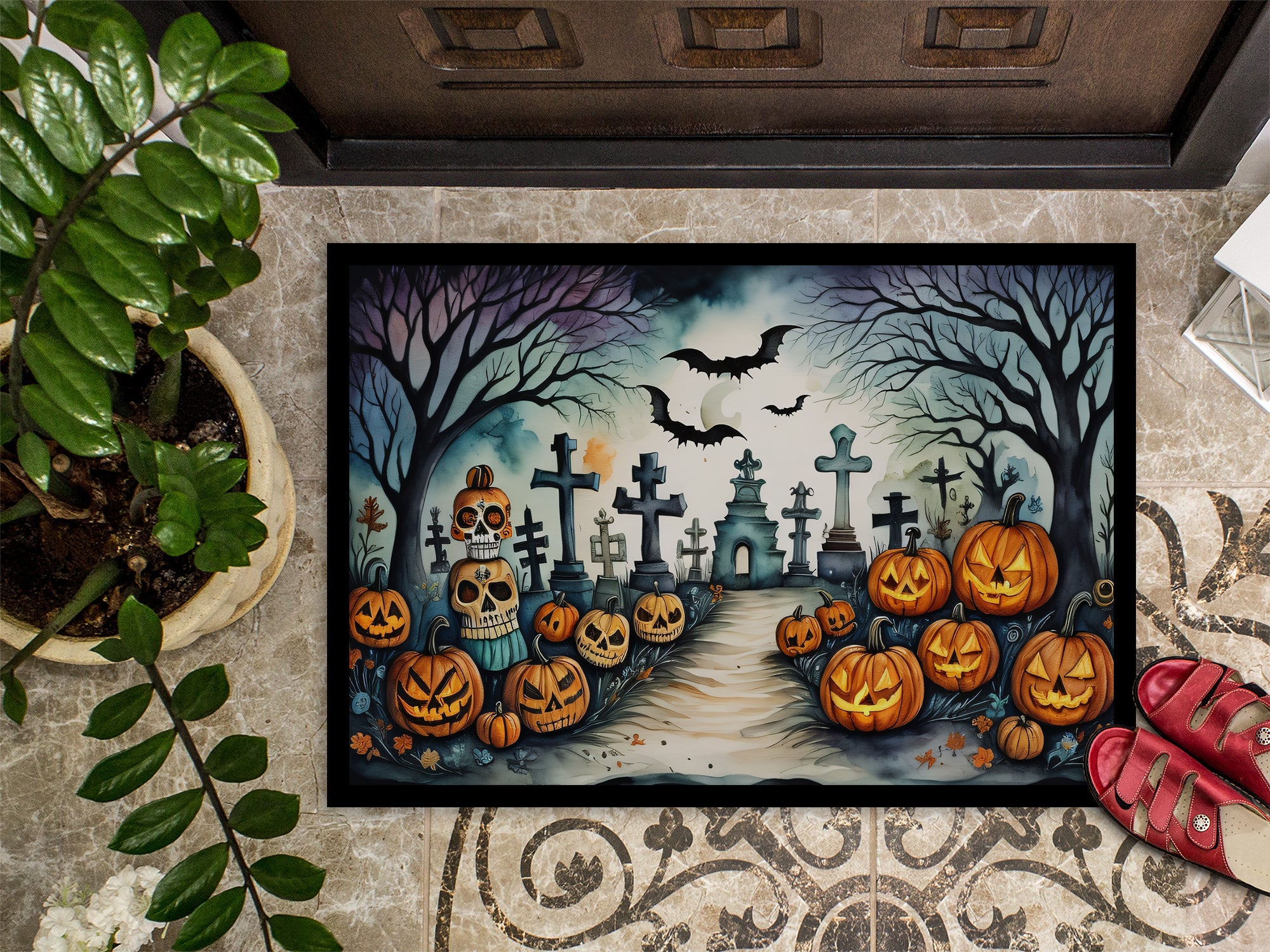 Day of the Dead Spooky Halloween Doormat 18x27  the-store.com.