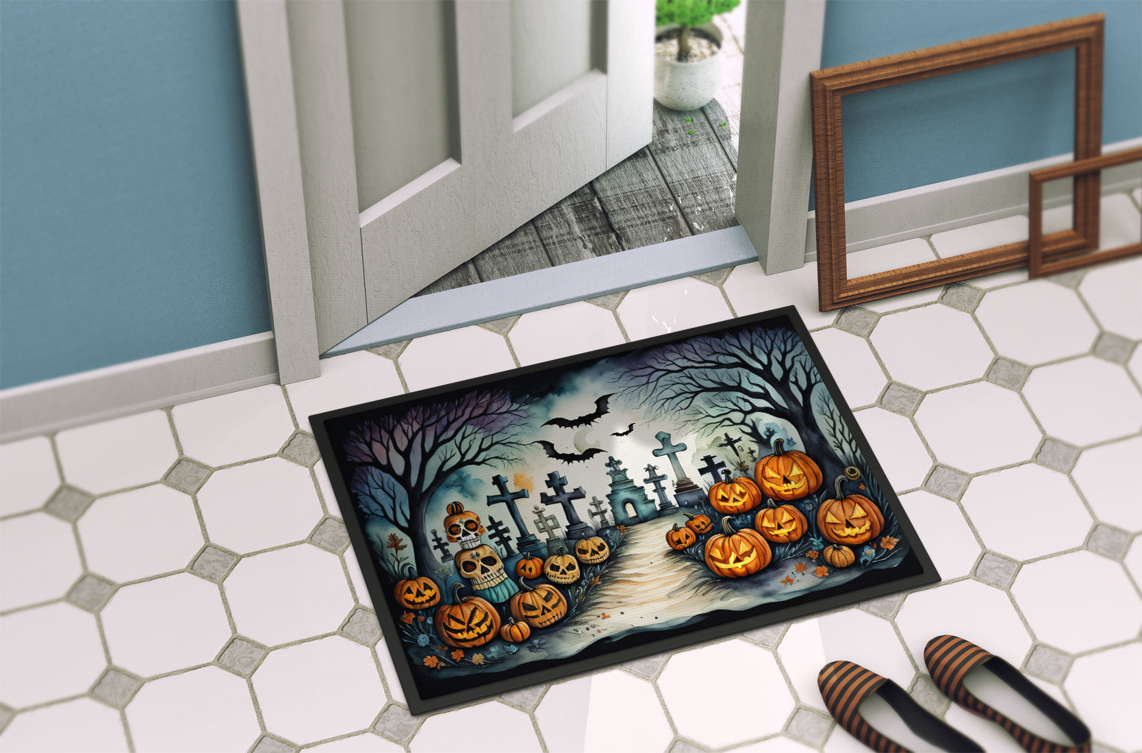 Day of the Dead Spooky Halloween Doormat 18x27