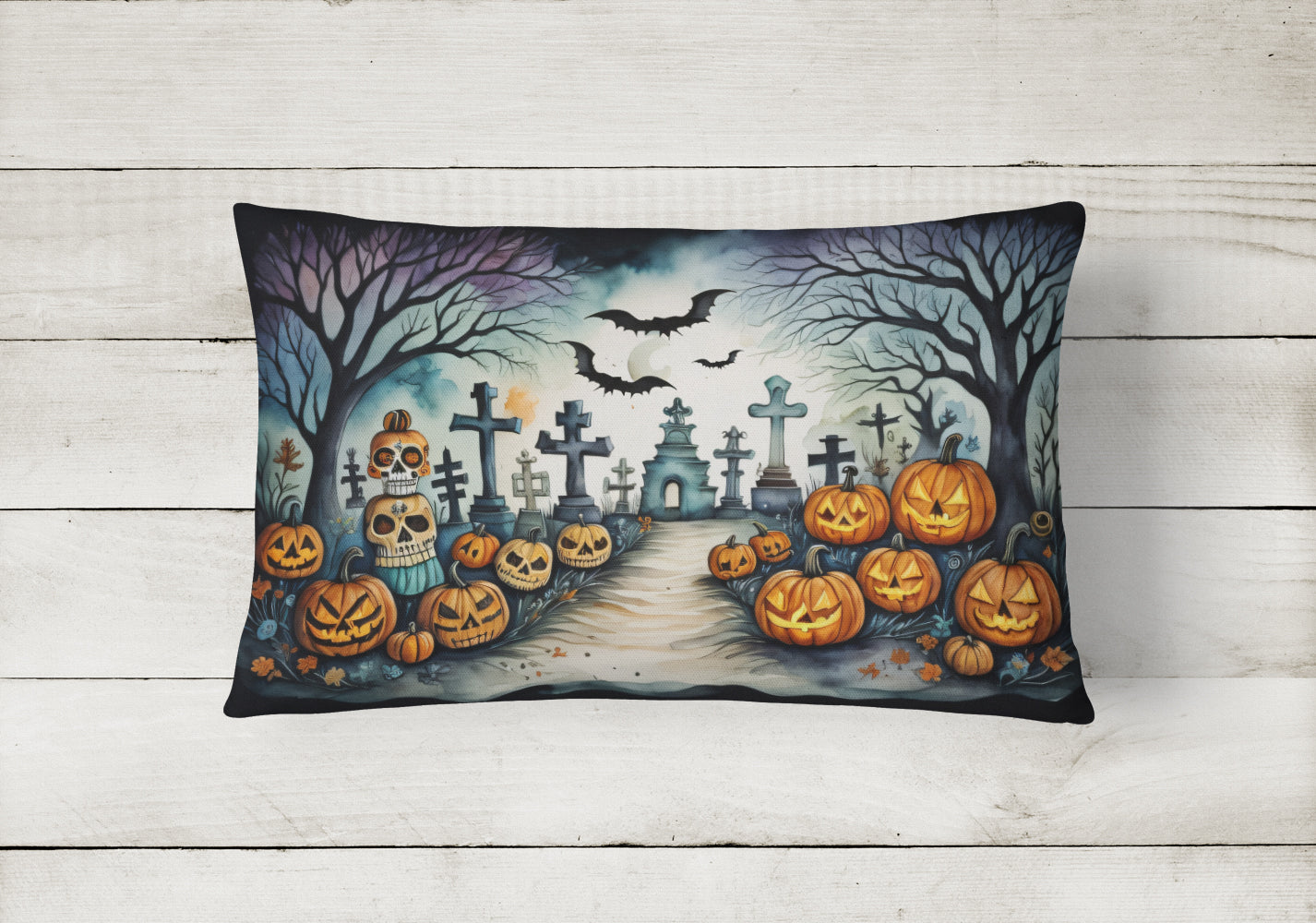 Day of the Dead Spooky Halloween Fabric Decorative Pillow  the-store.com.