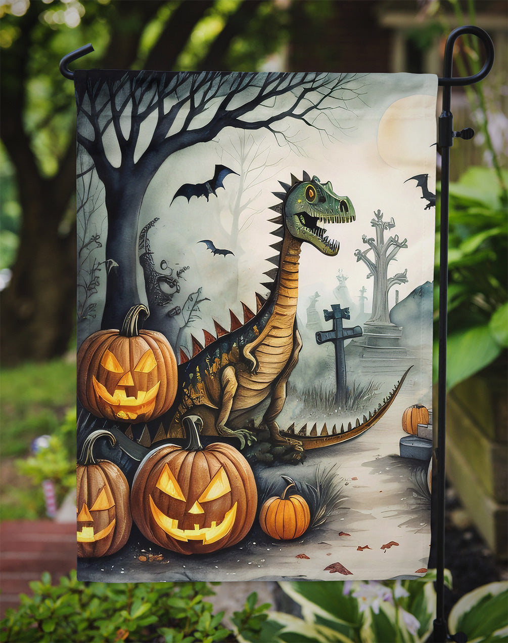 Dinosaurs Spooky Halloween Garden Flag  the-store.com.