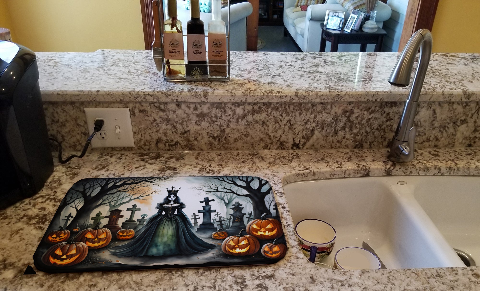 Evil Queen Spooky Halloween Dish Drying Mat  the-store.com.