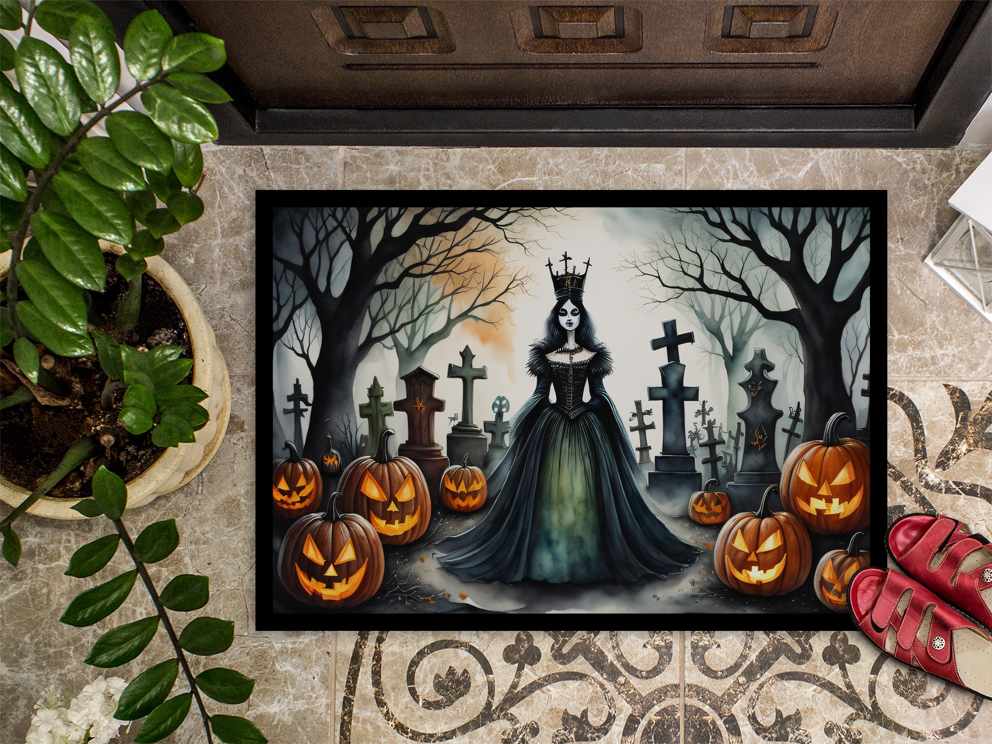 Evil Queen Spooky Halloween Doormat 18x27  the-store.com.
