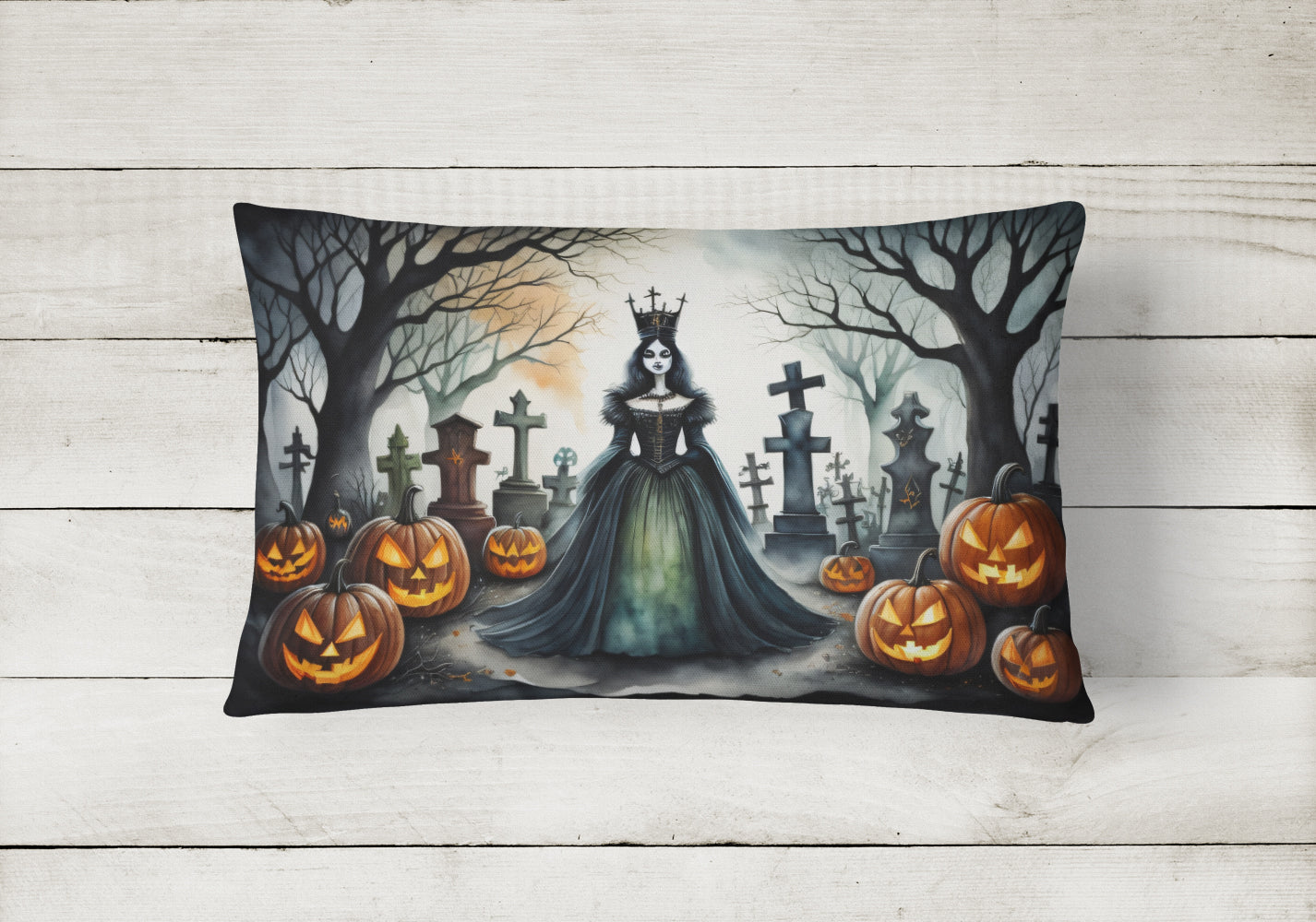 Evil Queen Spooky Halloween Fabric Decorative Pillow  the-store.com.
