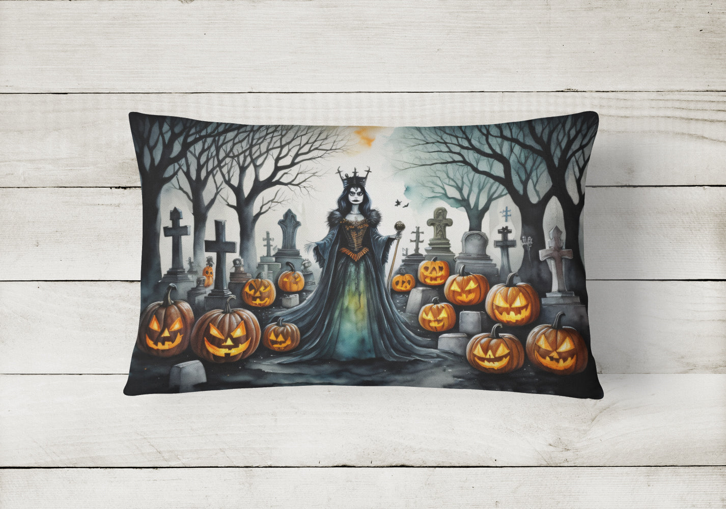 Evil Queen Spooky Halloween Fabric Decorative Pillow  the-store.com.