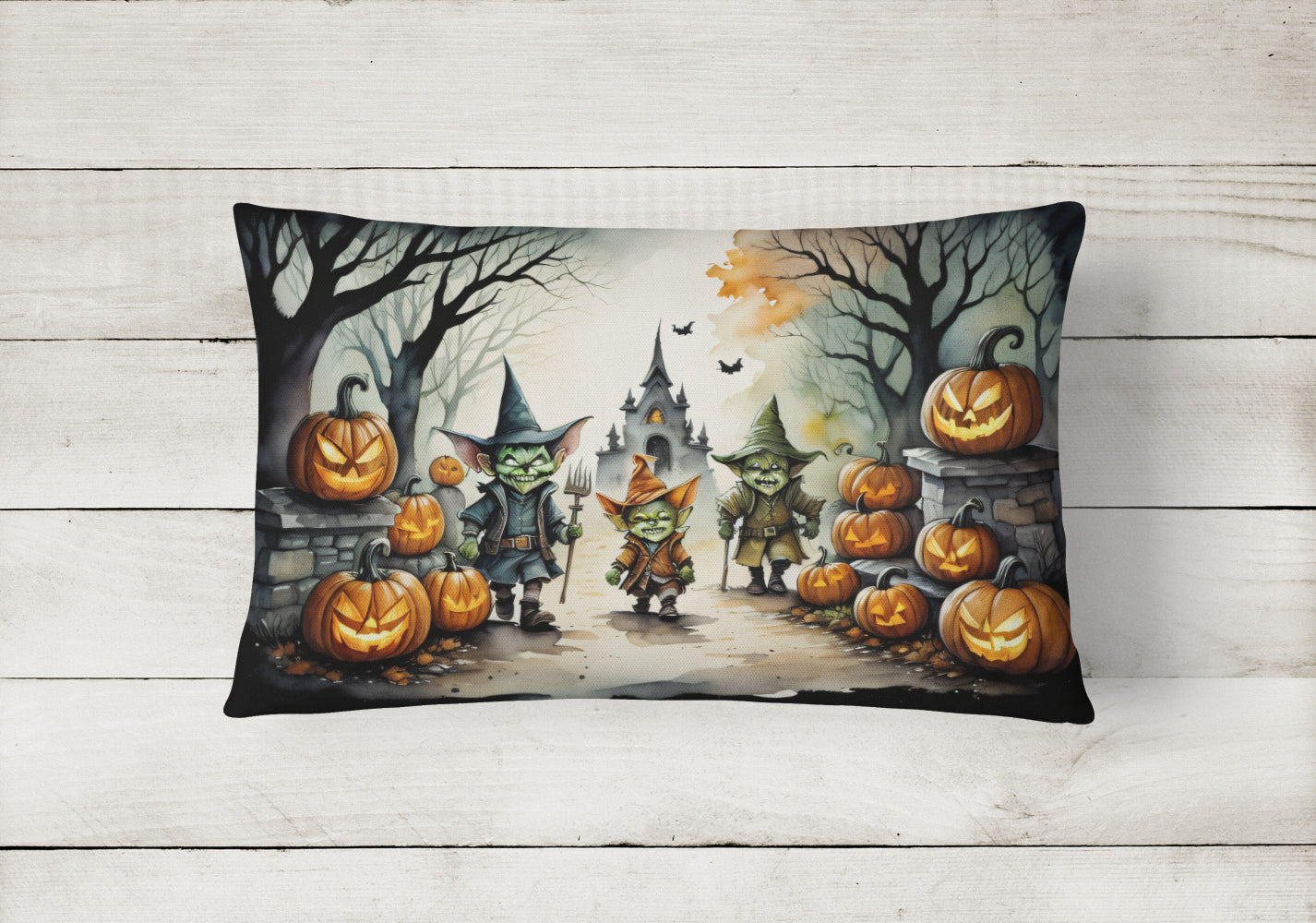 Goblins Spooky Halloween Fabric Decorative Pillow  the-store.com.