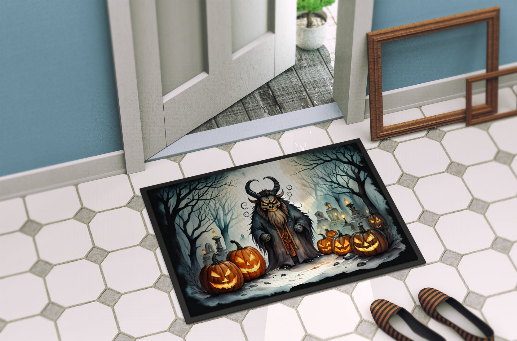 Krampus The Christmas Demon Spooky Halloween Doormat 18x27  the-store.com.