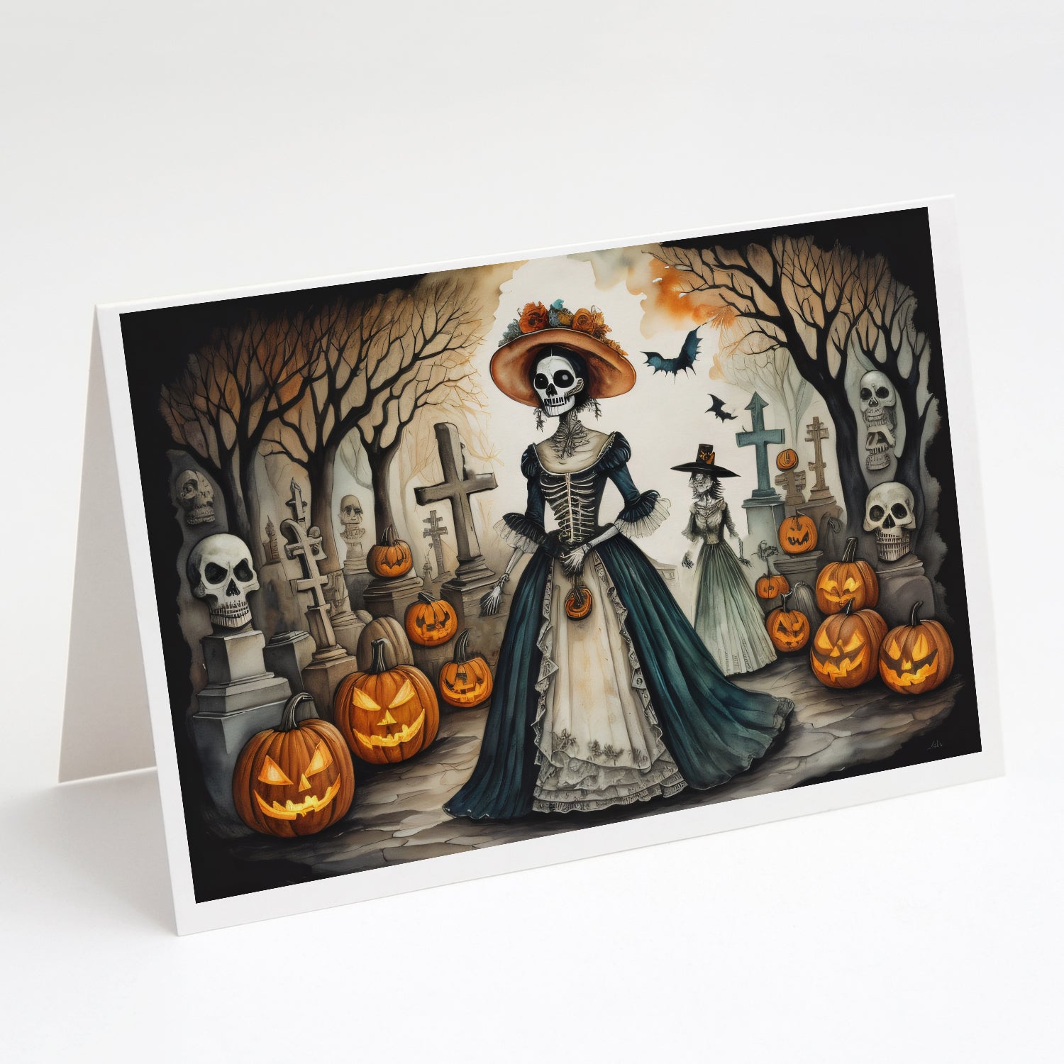 Buy this La Catrina Skeleton Spooky Halloween Greeting Cards and Envelopes Pack of 8