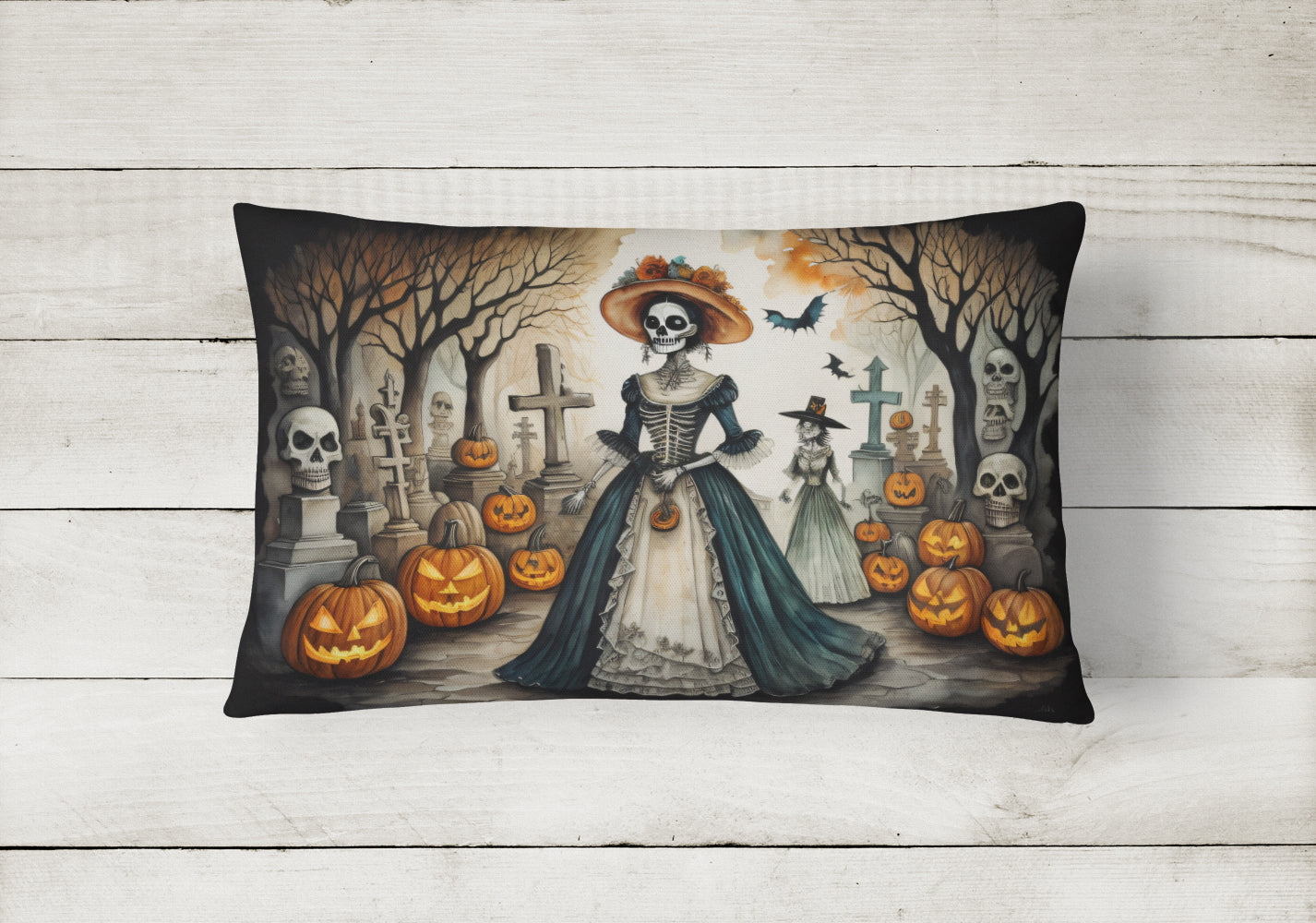 Buy this La Catrina Skeleton Spooky Halloween Fabric Decorative Pillow