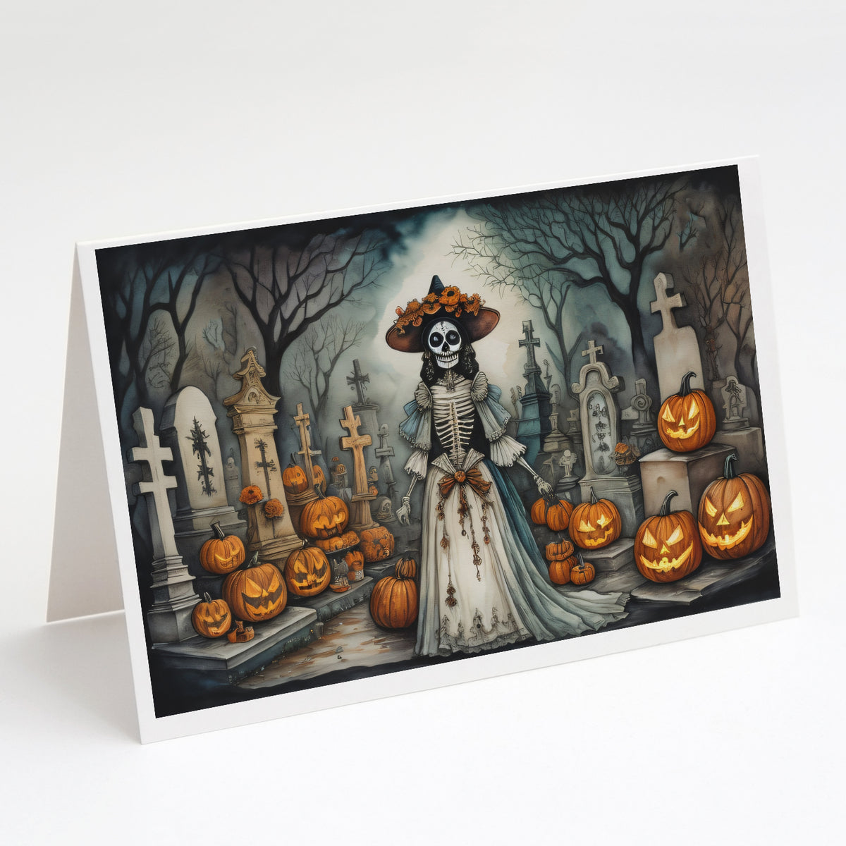 Buy this La Catrina Skeleton Spooky Halloween Greeting Cards and Envelopes Pack of 8