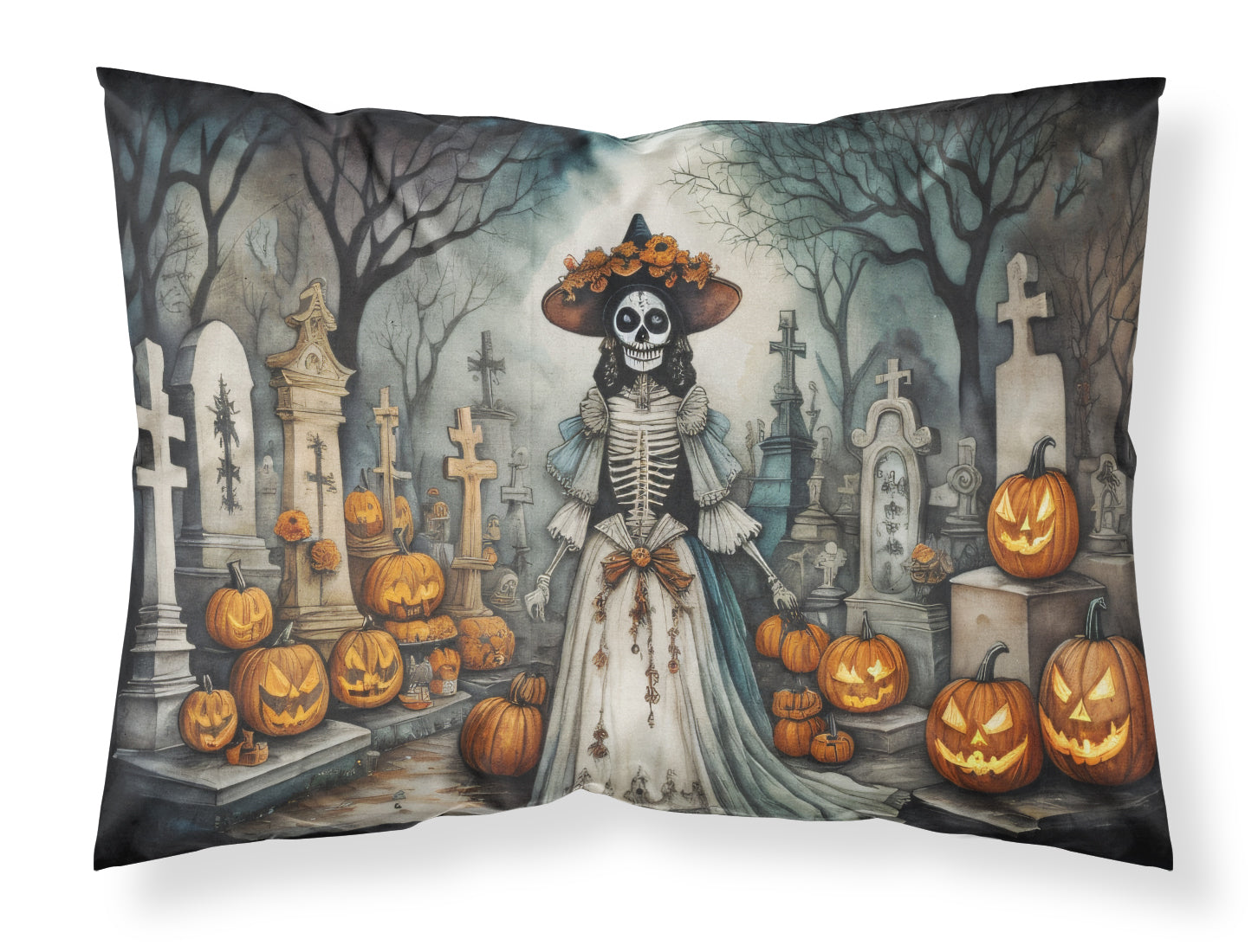 Buy this La Catrina Skeleton Spooky Halloween Fabric Standard Pillowcase