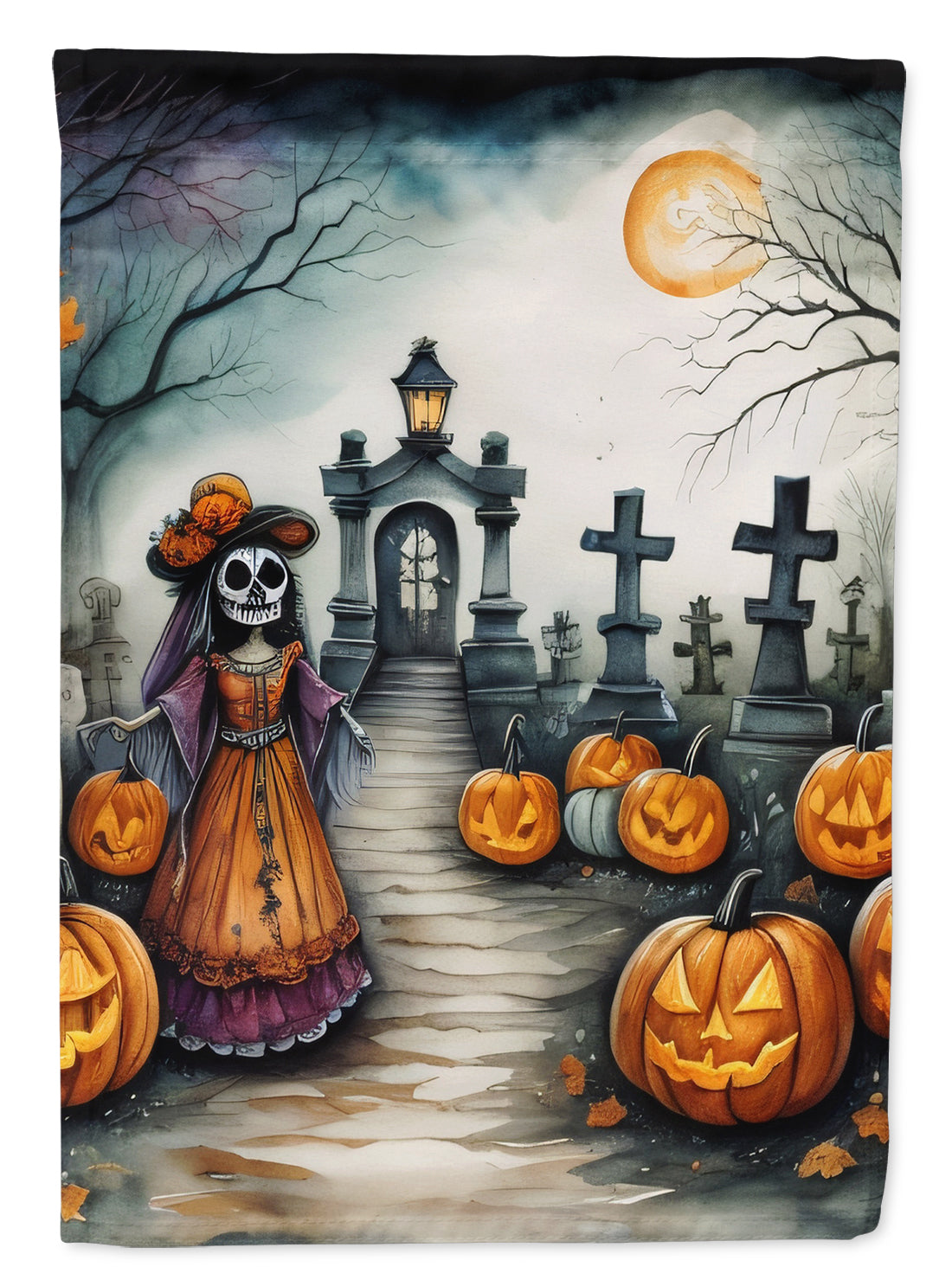 Buy this La Catrina Skeleton Spooky Halloween House Flag